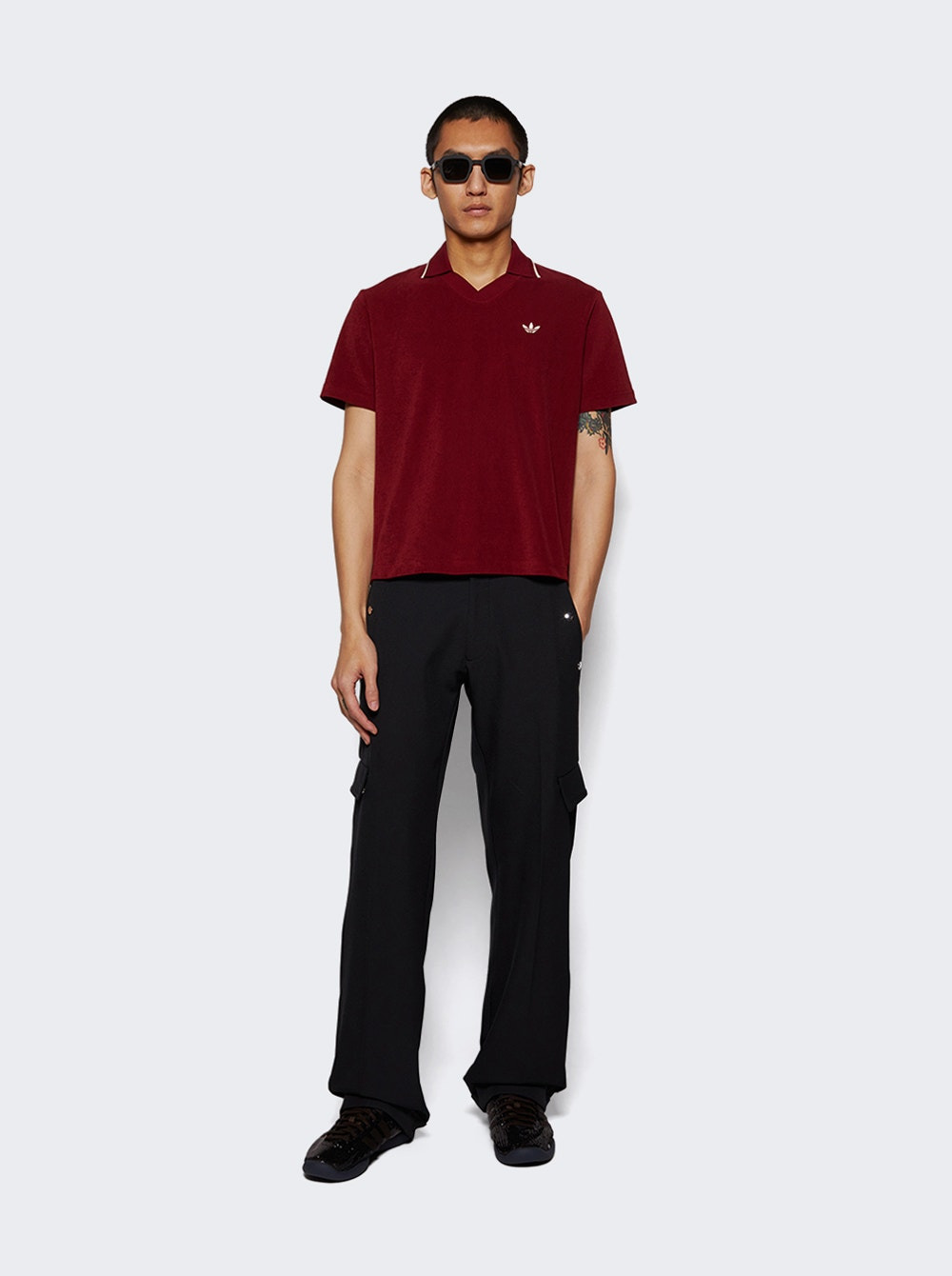 X Wales Bonner Terry Polo Collegiate Burgundy - 5