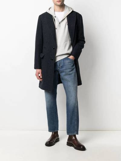 Brunello Cucinelli chevron-knit single-breasted coat outlook