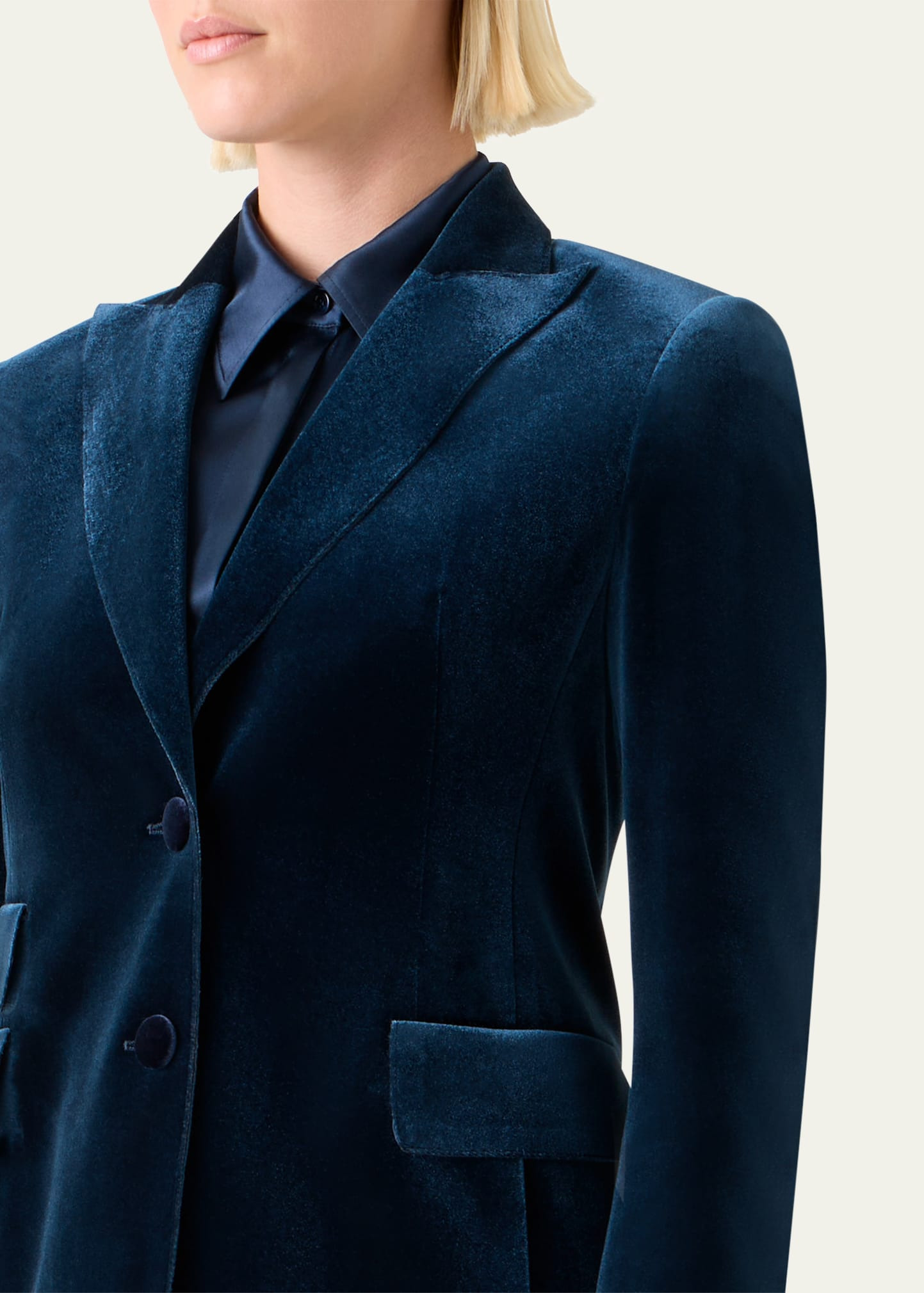 Percival Techno Velvet Stretch Single-Breasted Jacket - 5