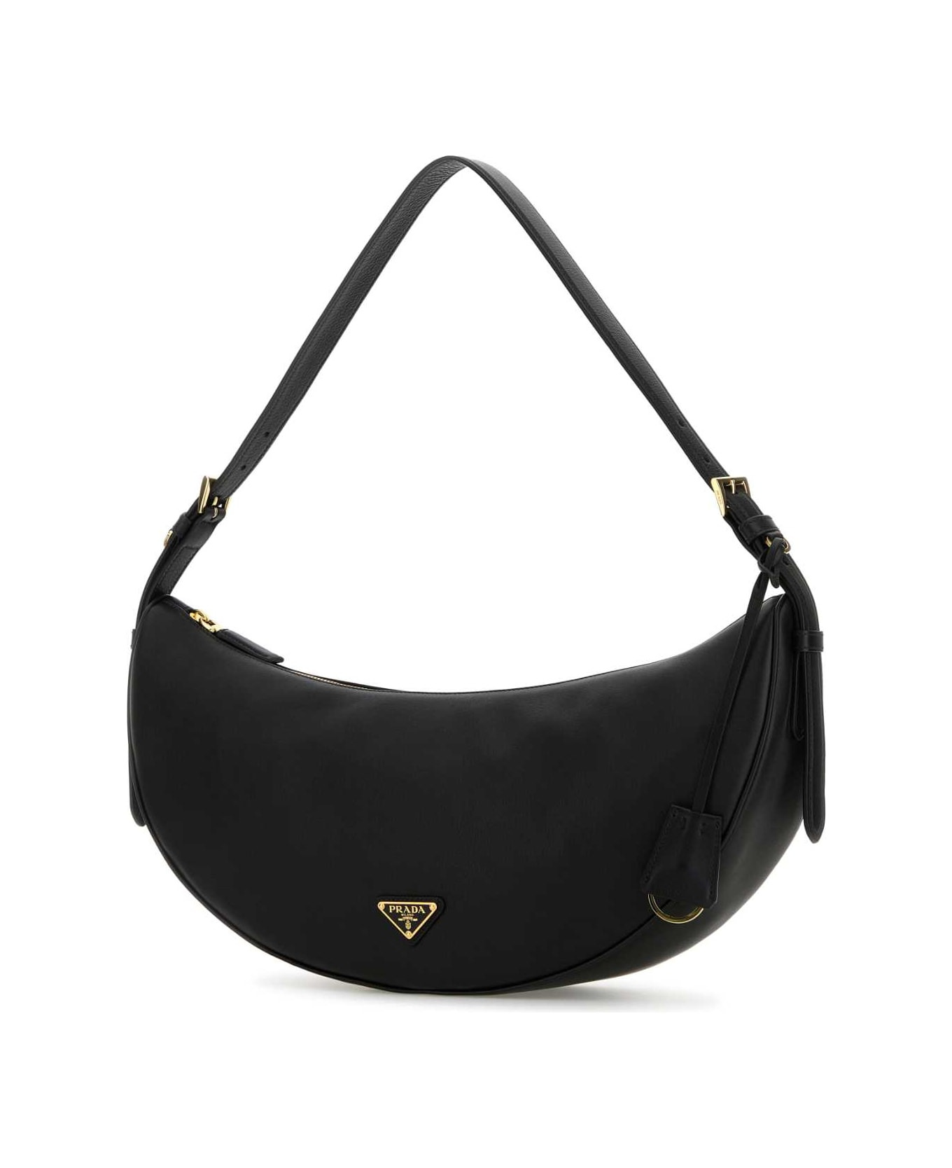 Black Leather Large Prada Demi-lune Crossbody Bag - 2