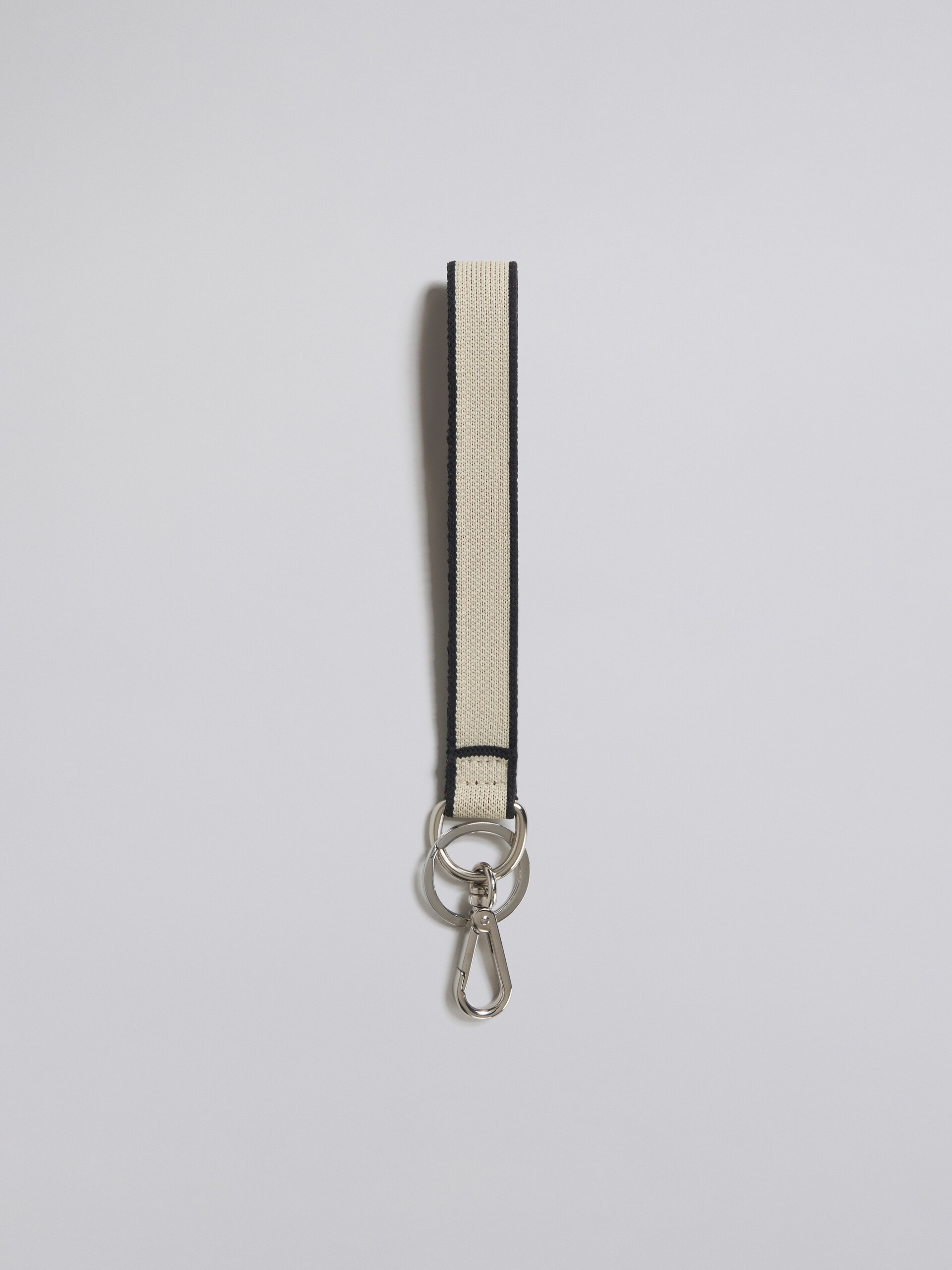 WHITE JACQUARD KEYRING - 2