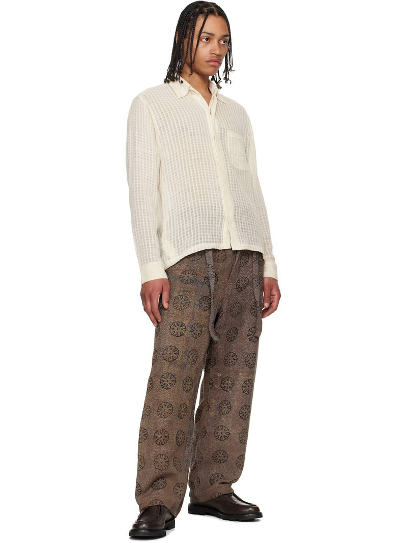 KARTIK RESEARCH SSENSE Exclusive Brown Blockprint Kantha Trousers outlook