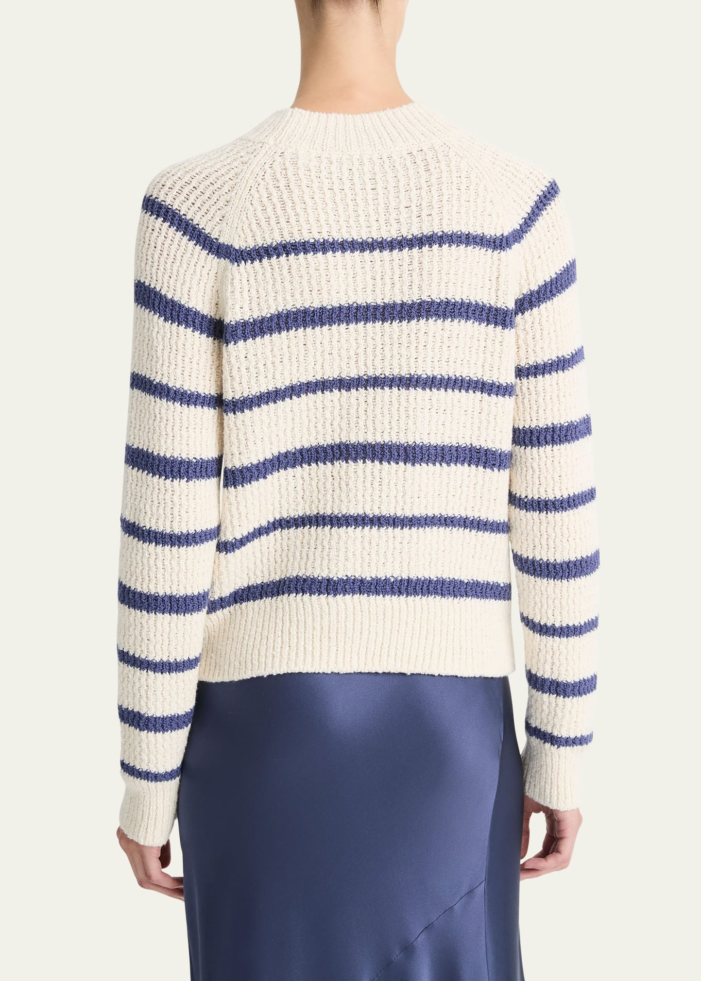 Ribbed Stripe Raglan-Sleeve Crewneck Sweater - 3