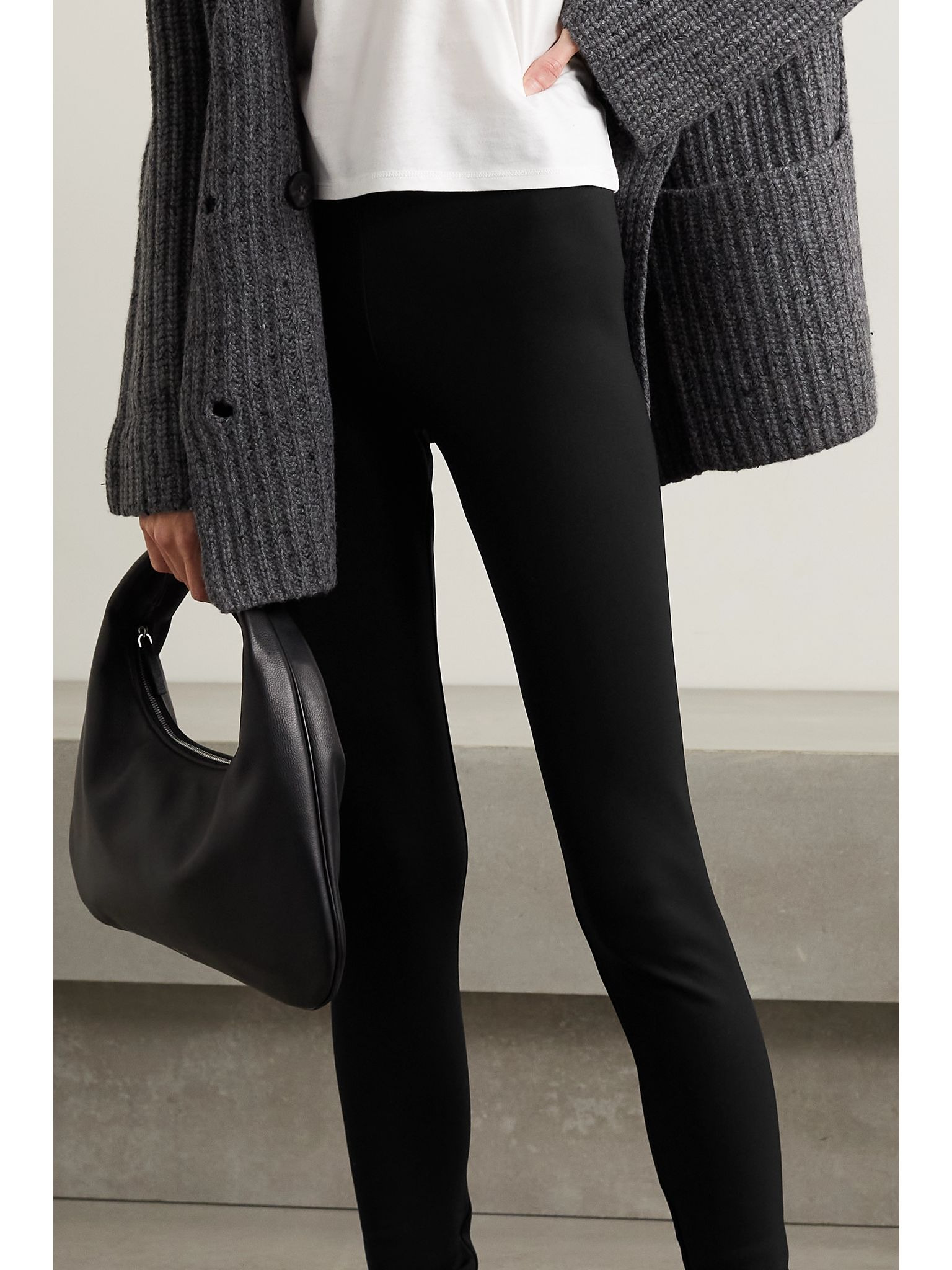 Essentials Woolworth stretch-ponte leggings Black - 3