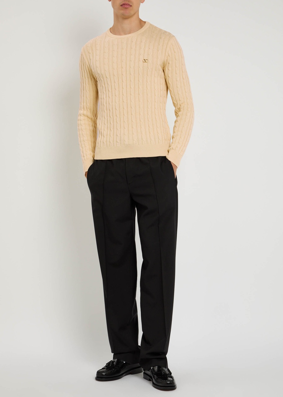 Valentino Garavani Vlogo Cable-knit Cotton Jumper - 4