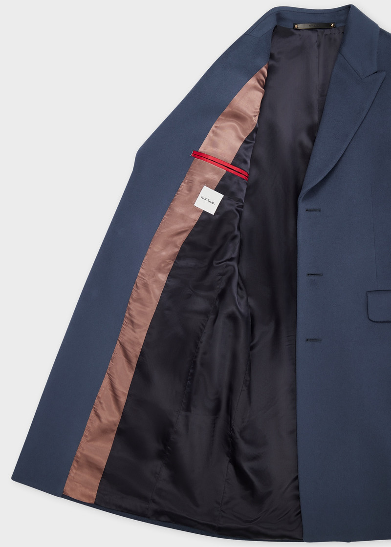 Blue Wool-Cashmere Epsom Coat 4