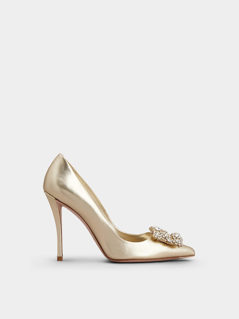 Flower Strass Buckle Pumps in Nappa Leather - 1
