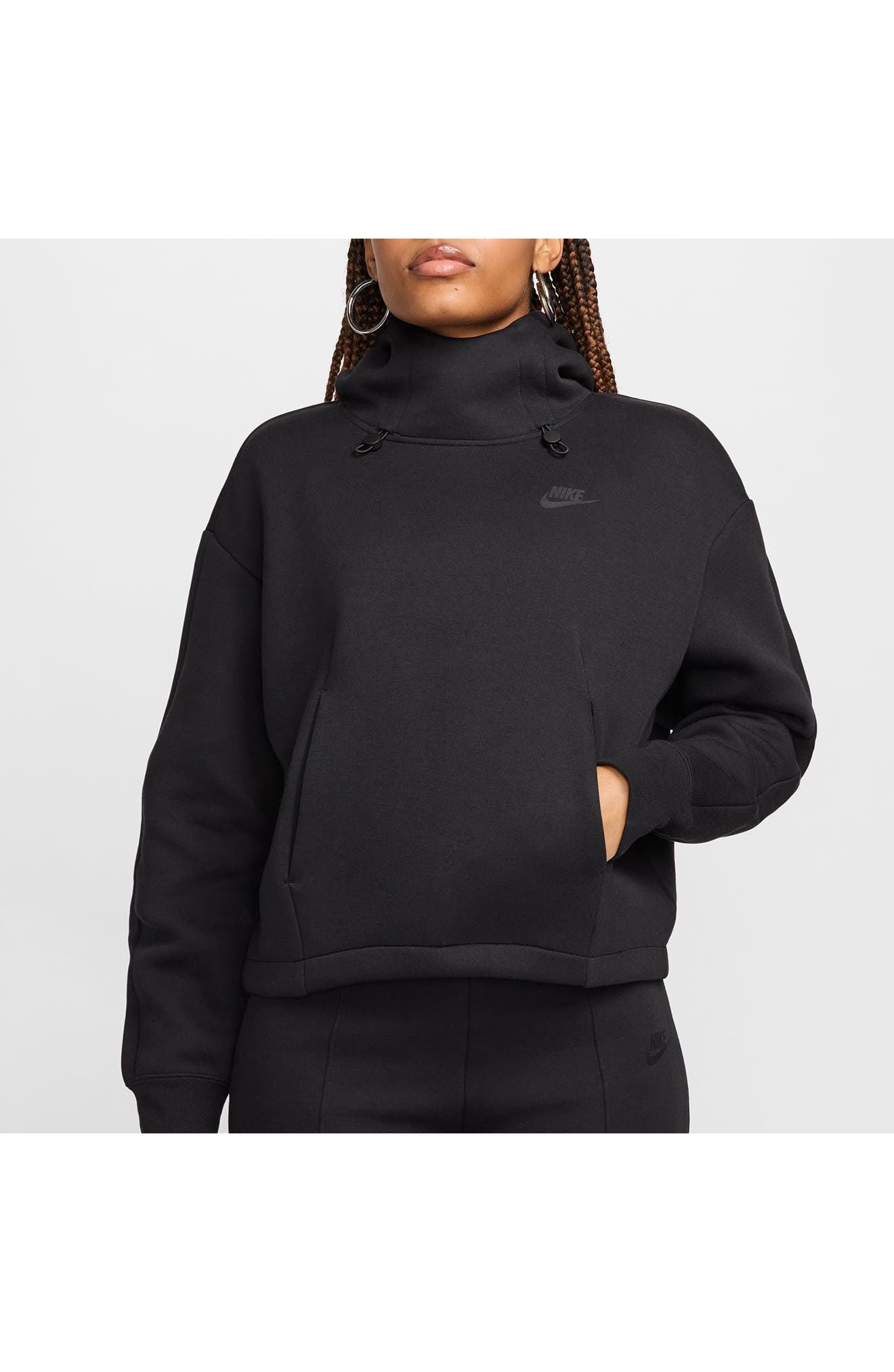 Nike Sportswear Oversize Tech Fleece Hoodie in Black/Black at Nordstrom - 8