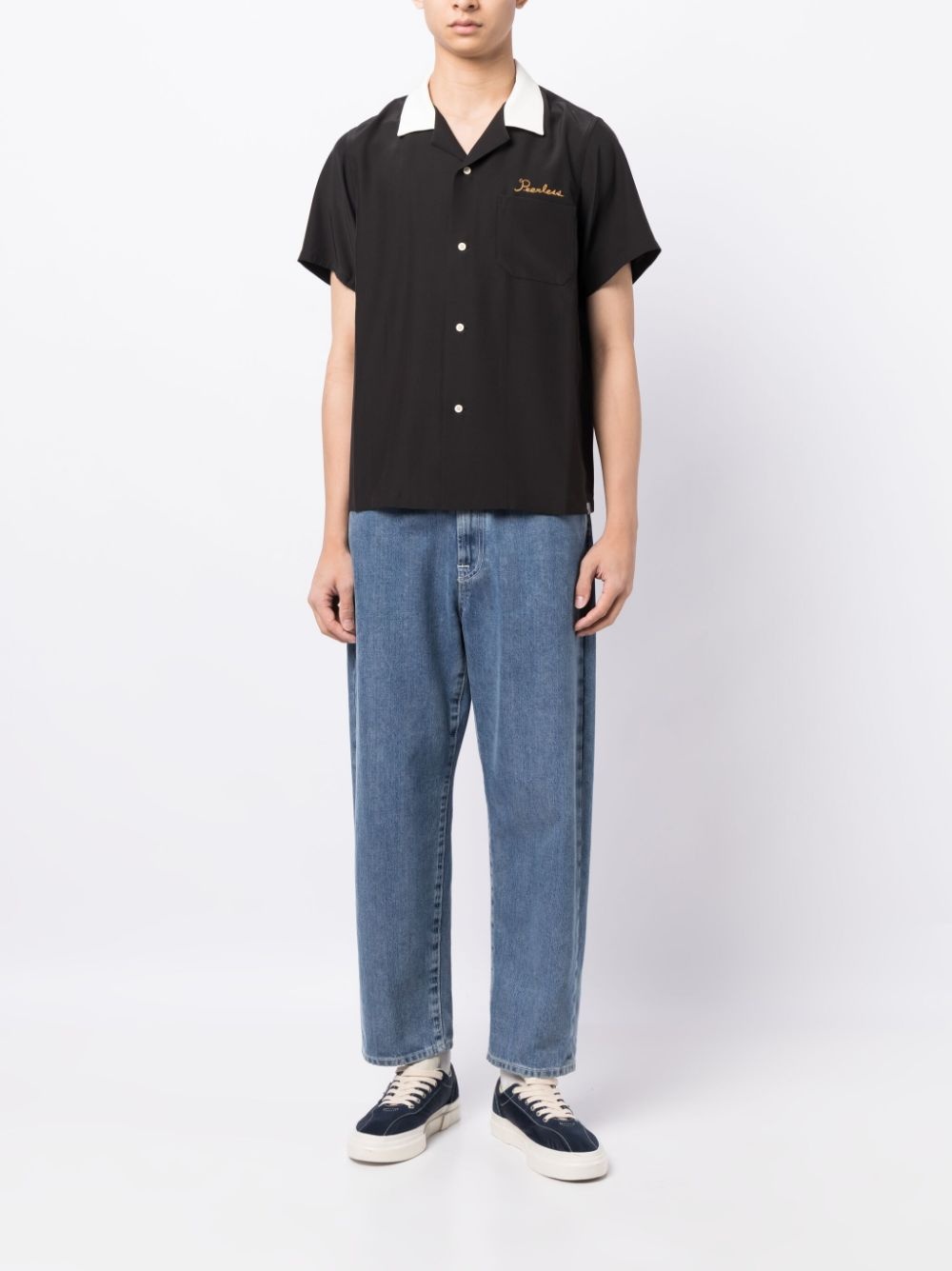 logo-embroidered silk shirt - 2