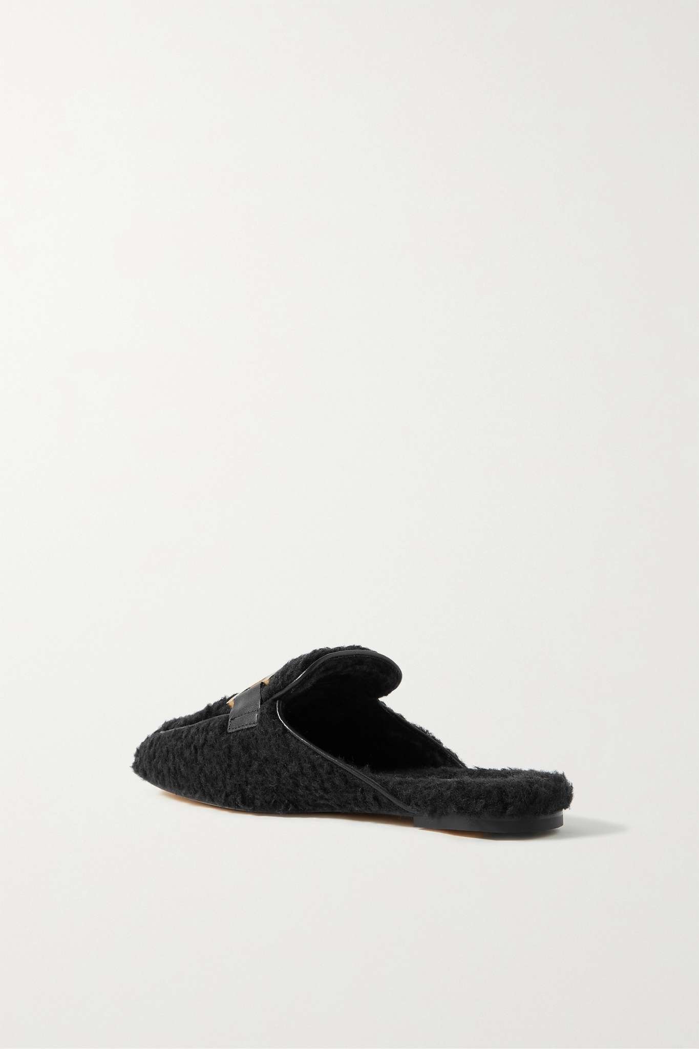 Embellished leather-trimmed shearling loafers - 3