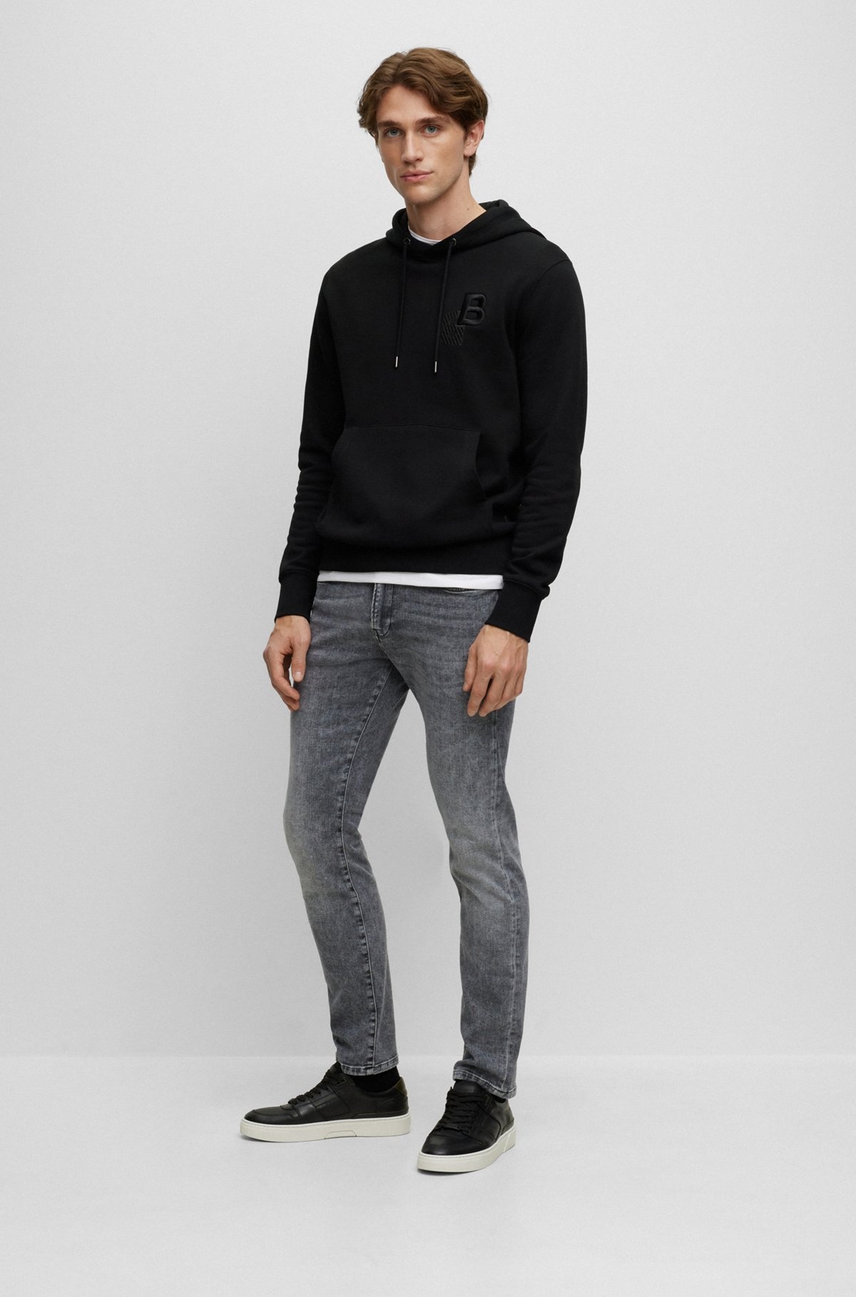 SLIM-FIT JEANS IN STONEWASHED GRAY ITALIAN STRETCH DENIM - 3