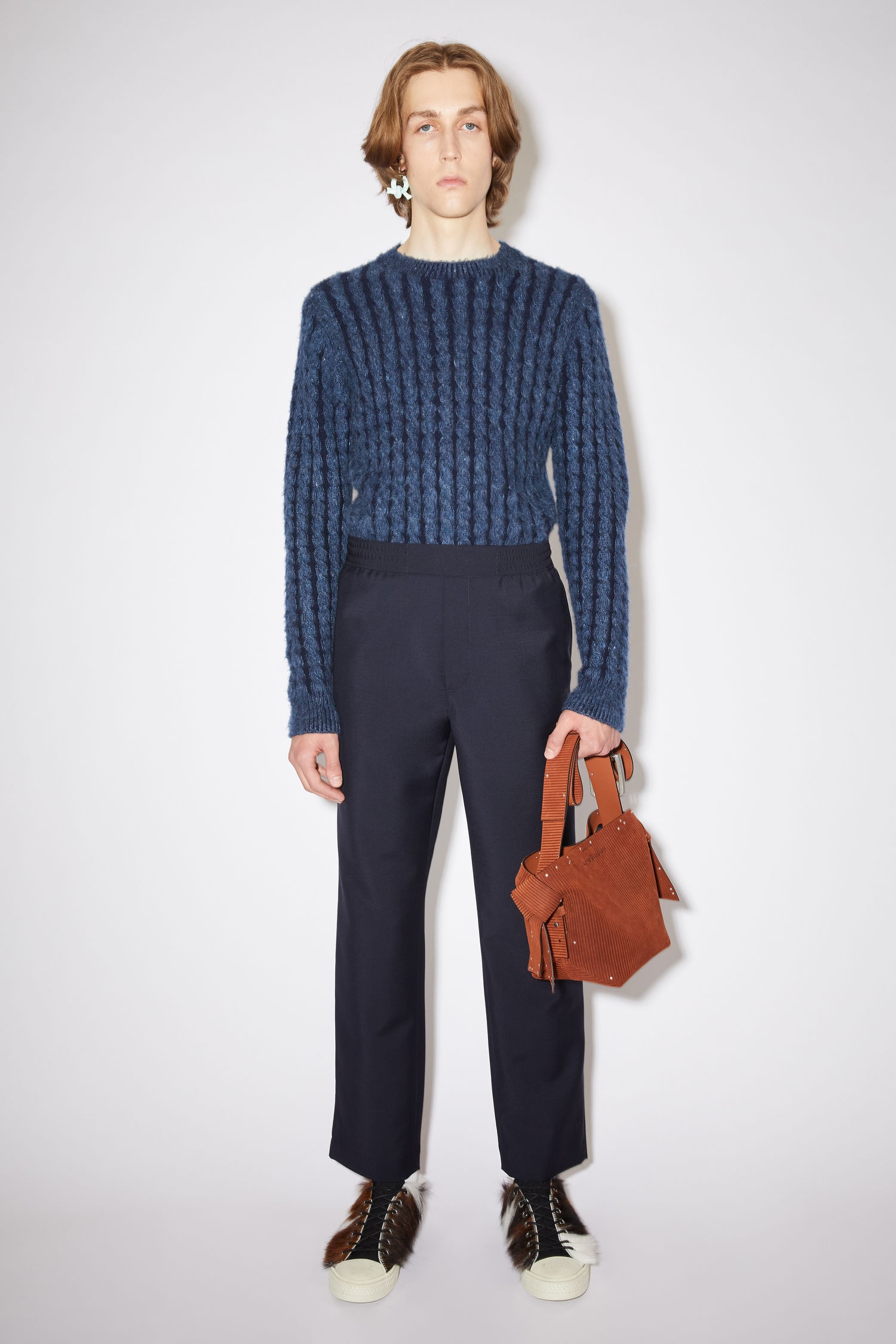 Acne Studios Mohair-blend Trousers - Navy