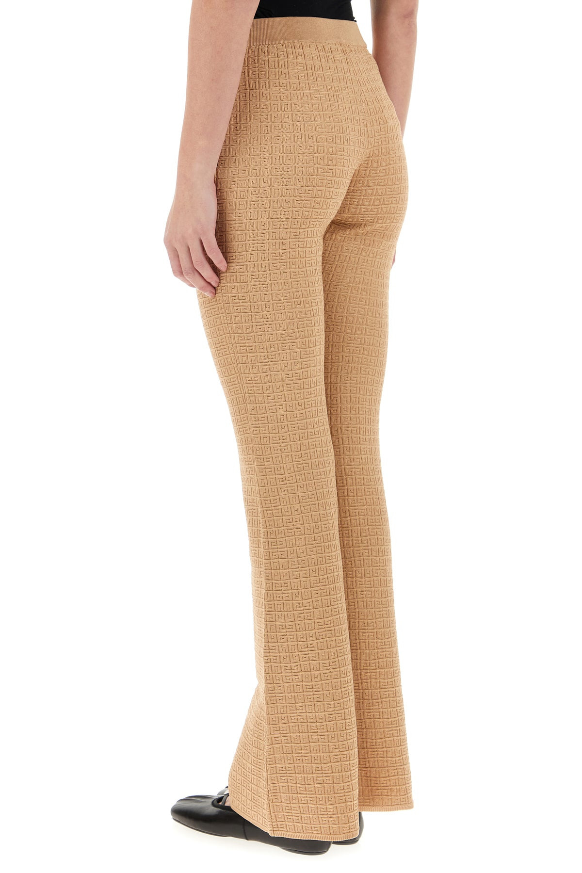 Skin pink jacquard flared leg pant - 4