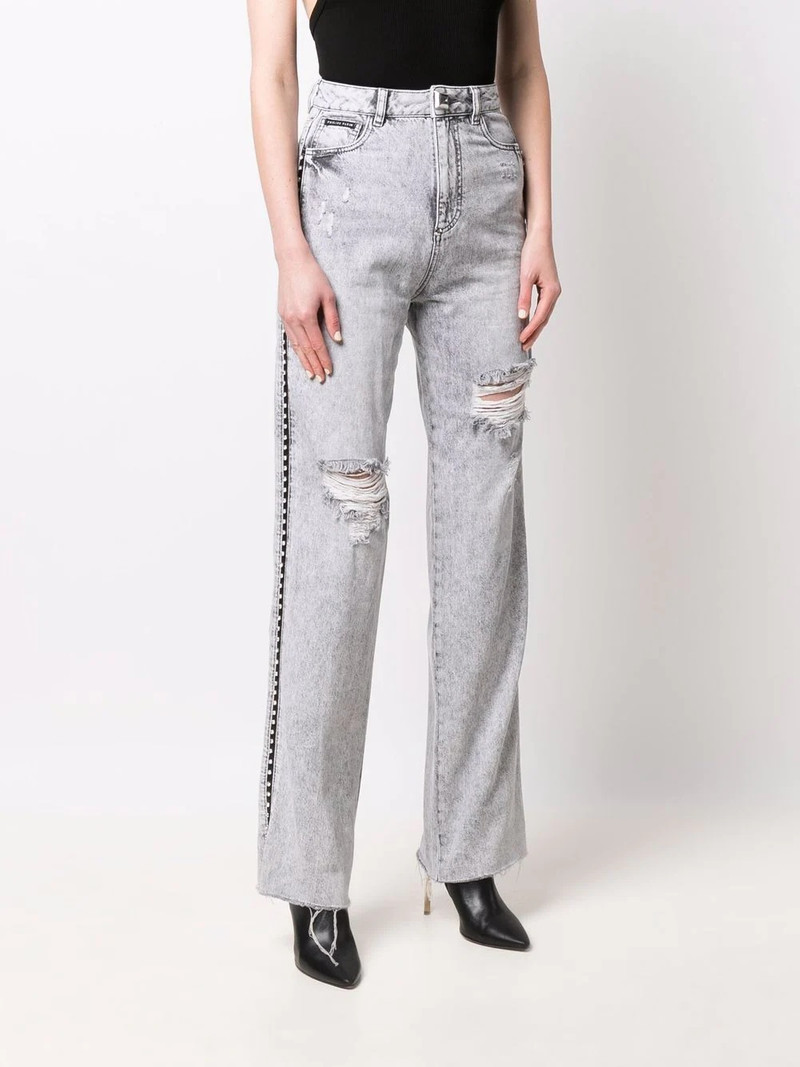 Crystal ripped straight jeans 3
