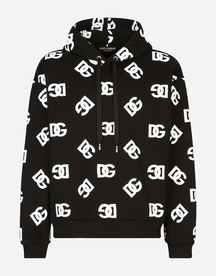 Jersey hoodie with all-over DG print - 1