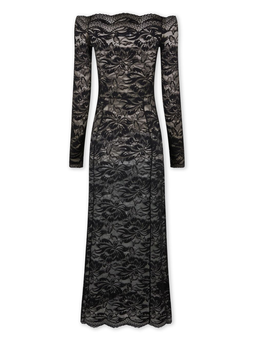 floral-lace bardot-collar dress - 4