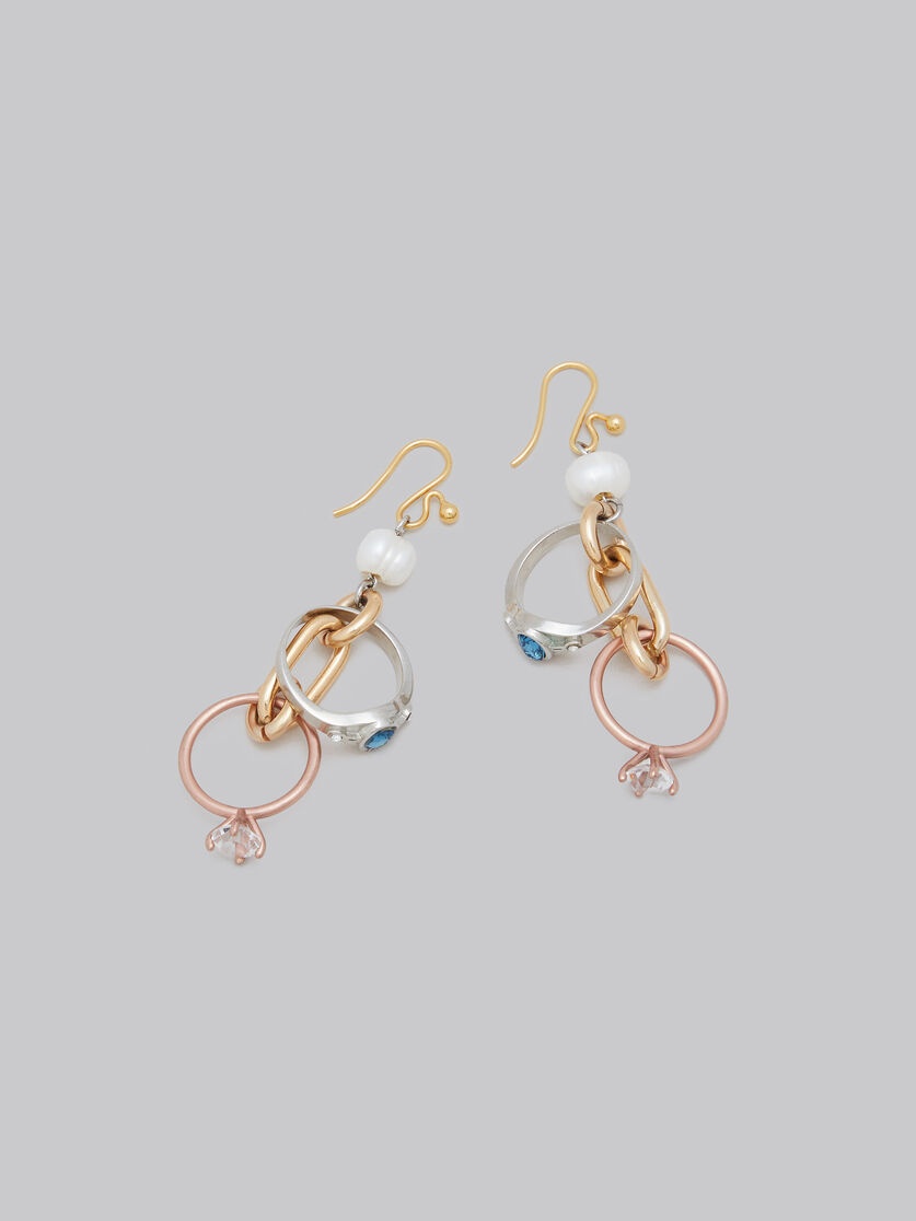 DROP EARRINGS WITH CHAINS AND RINGS - 4