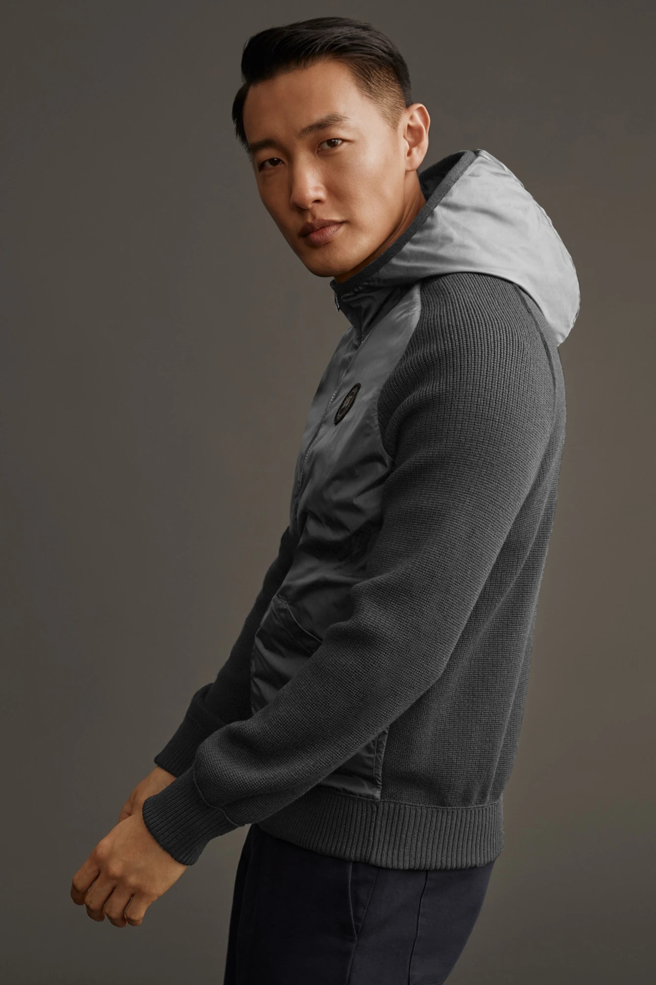 HYBRIDGE KNIT REVERSIBLE HOODY BLACK LABEL - 4