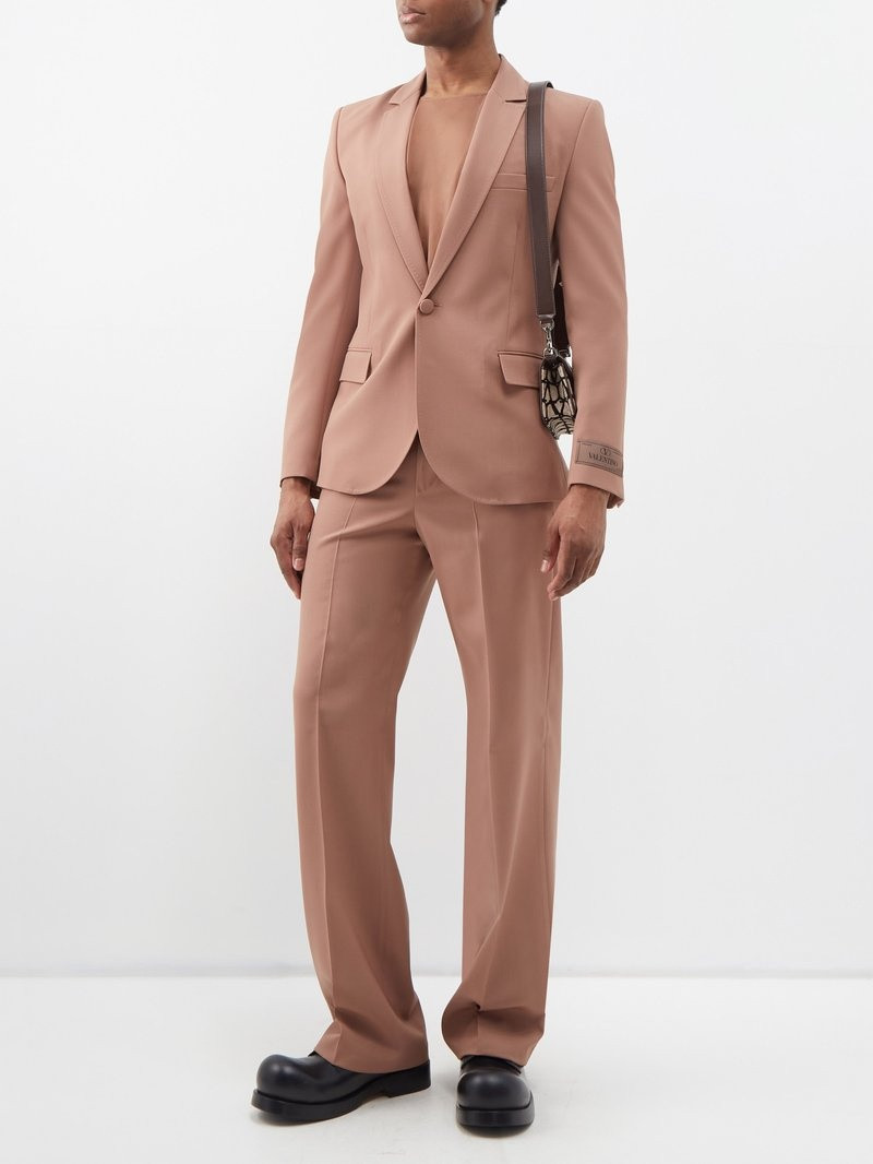 Valentino Logo-patch wool suit jacket outlook