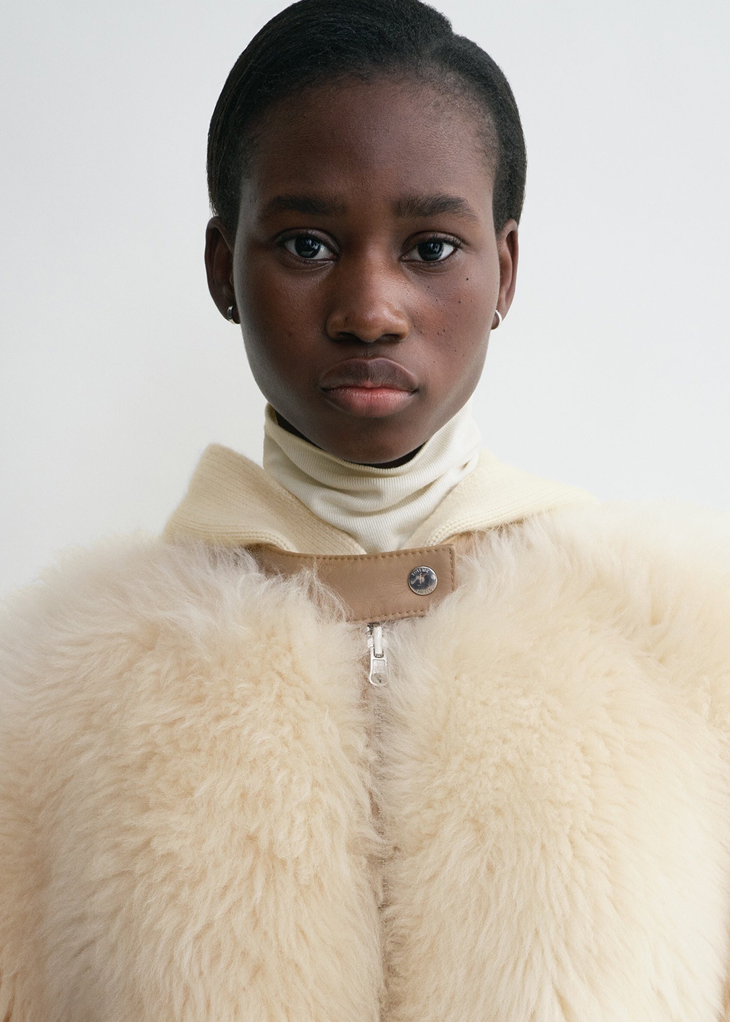 Two-way shearling coat cream/caramel - 5