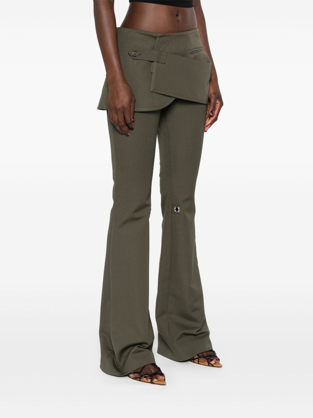 layered-skirt bootcut trousers - 3