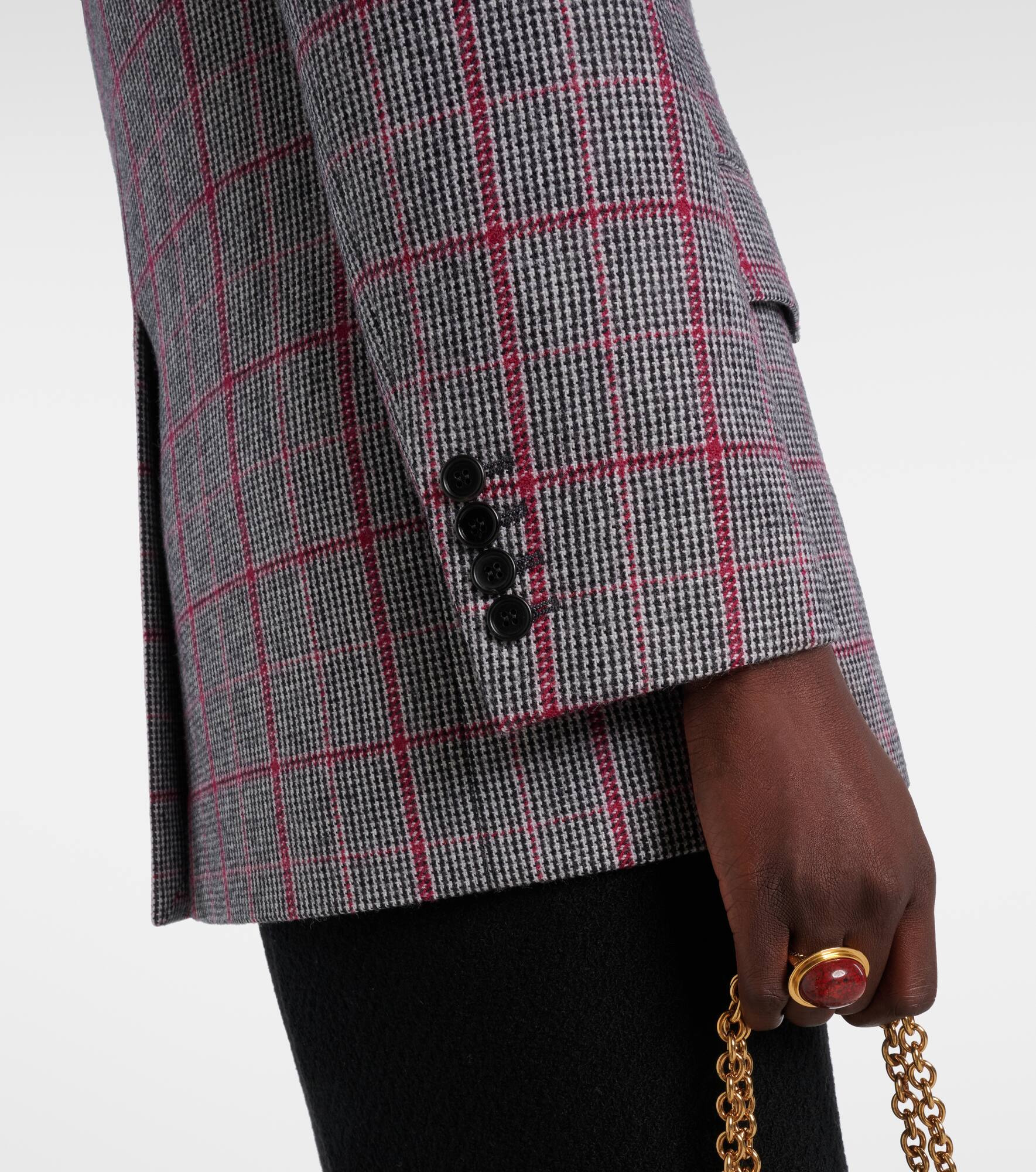 Checked double-breasted wool jacket - 5