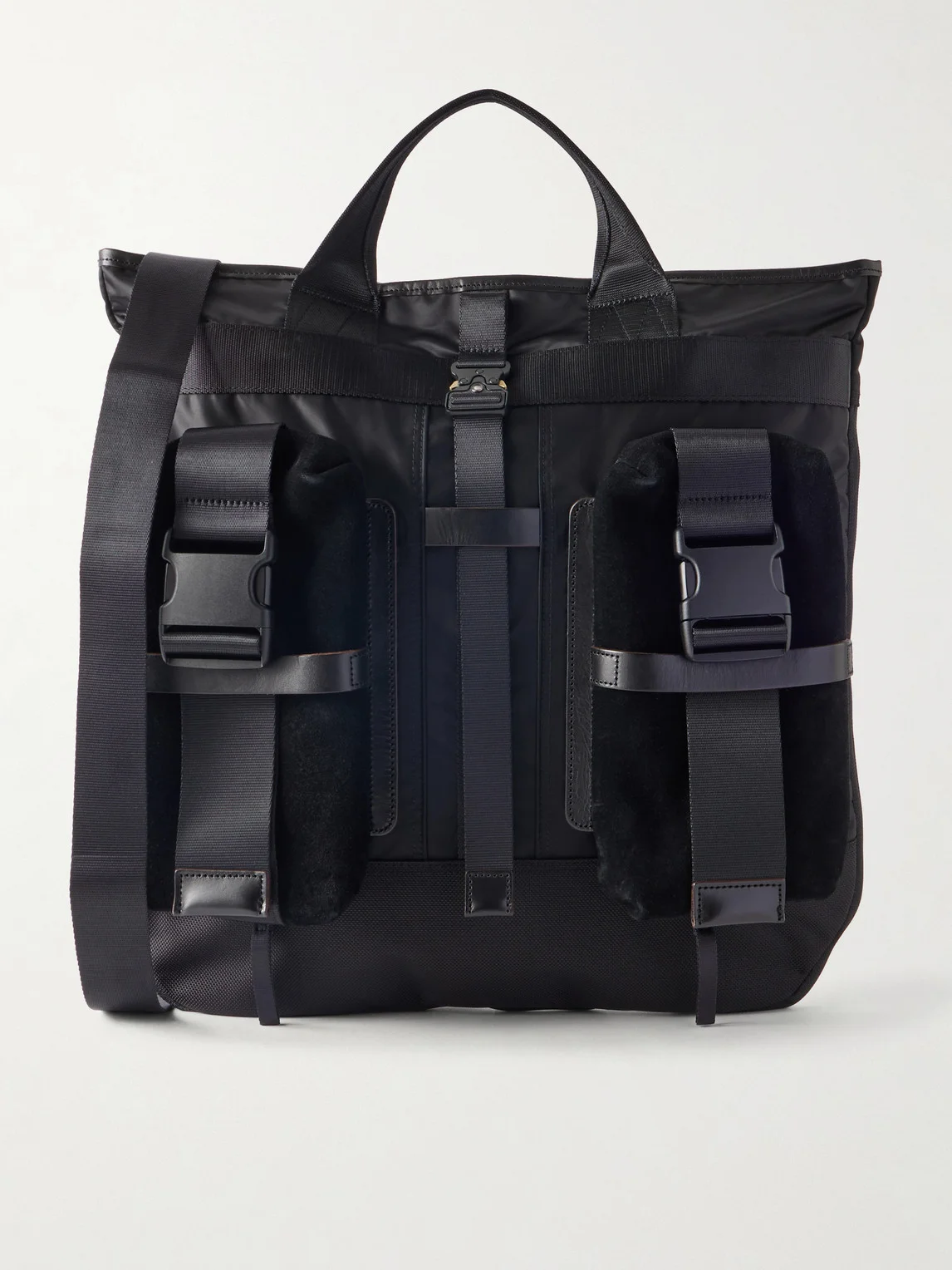 Helmet Suede and Leather-Trimmed Shell Messenger Bag - 1