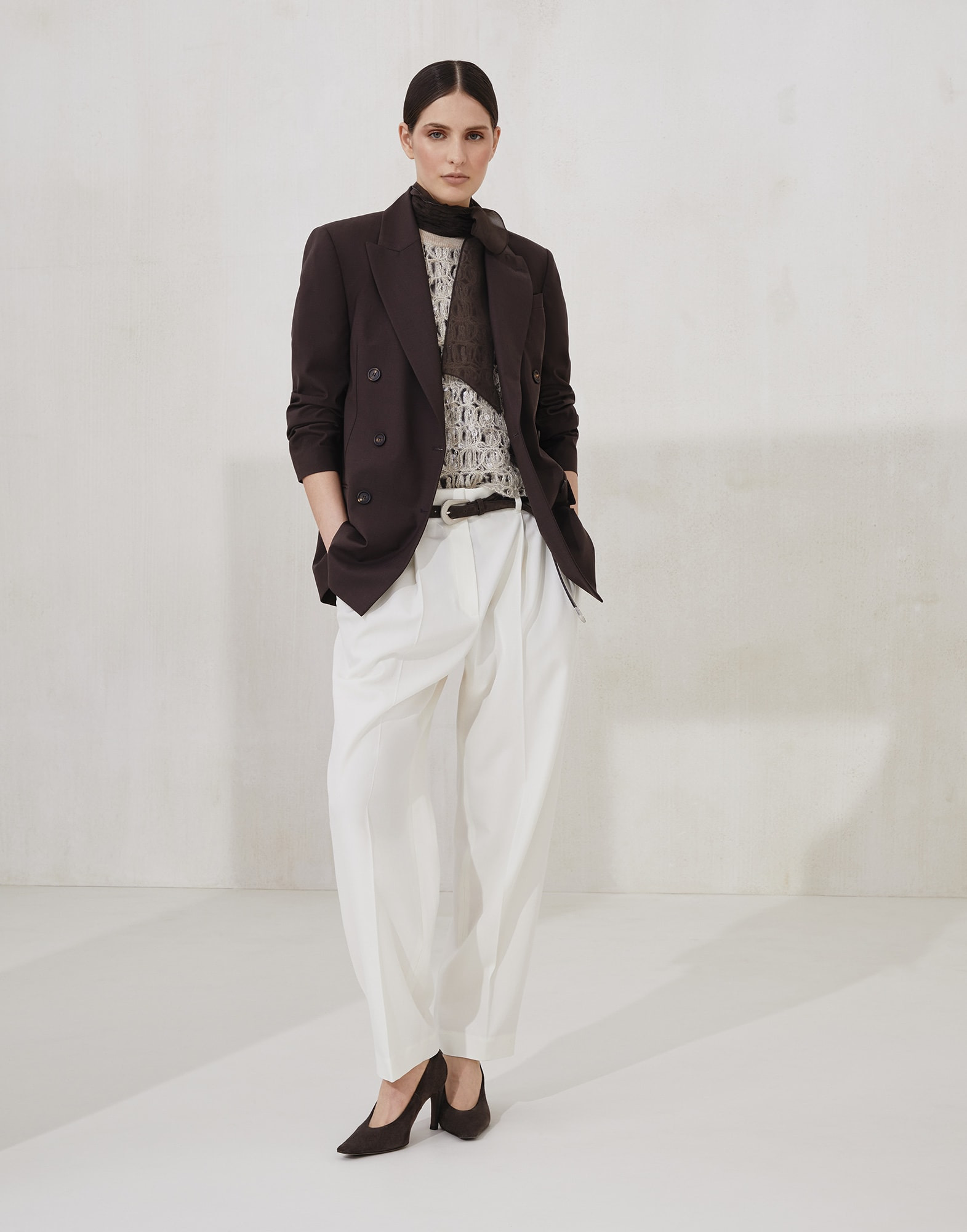 Dazzling croc embroidery knit T-shirt in mohair, silk and linen - 5