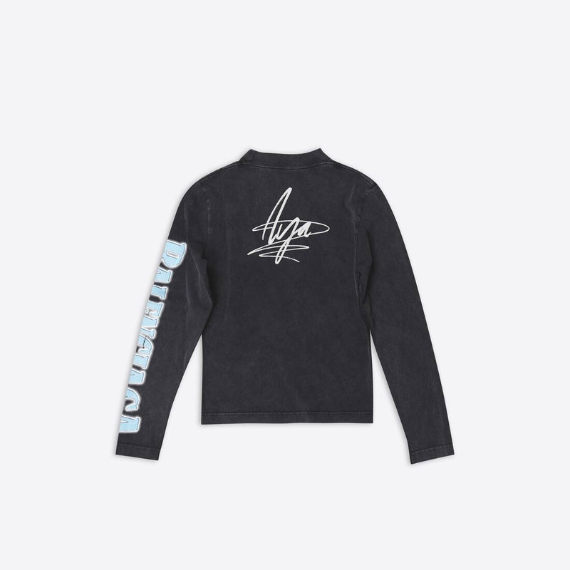 BALENCIAGA Balenciaga Music Aya Nakamura Merch Long Sleeve Stretch Top in Black outlook