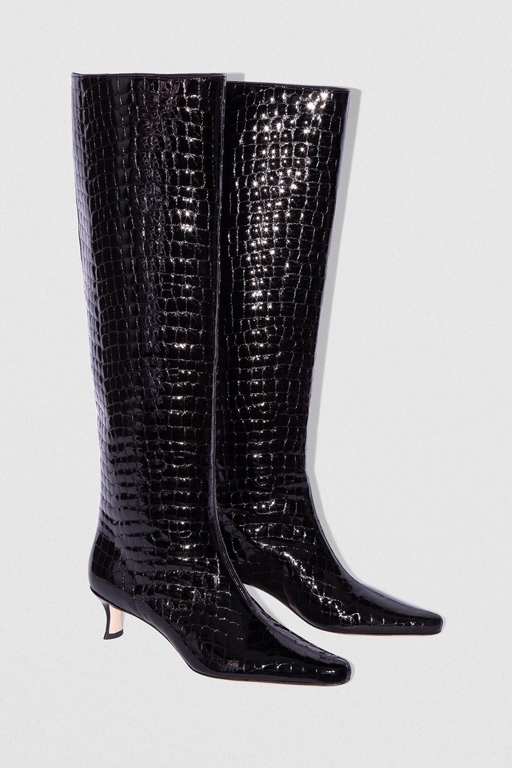 KITTEN STEVIE 42 BLACK GLOSSY CROCO EMBOSSED LEATHER - 2
