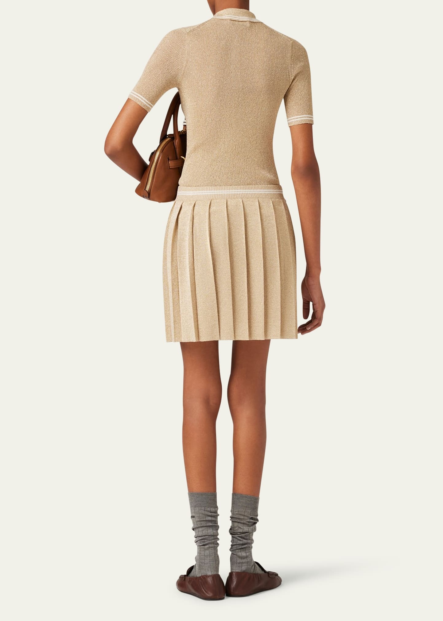 Metallic Pleated Mini Skirt - 3