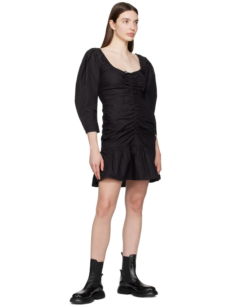 GANNI Black Gathered Minidress outlook