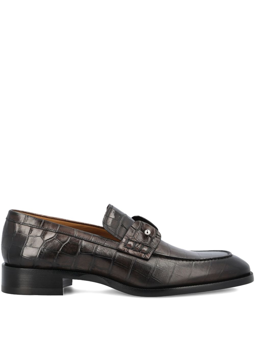crocodile-embossed metal-detail loafers - 1