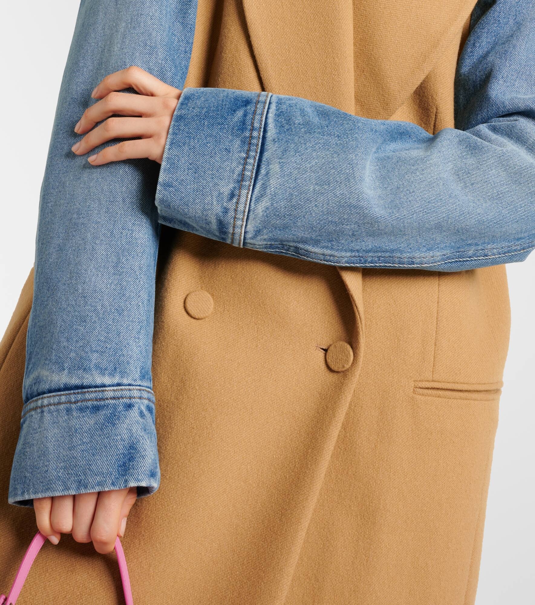 Colorblocked denim and gabardine coat - 5