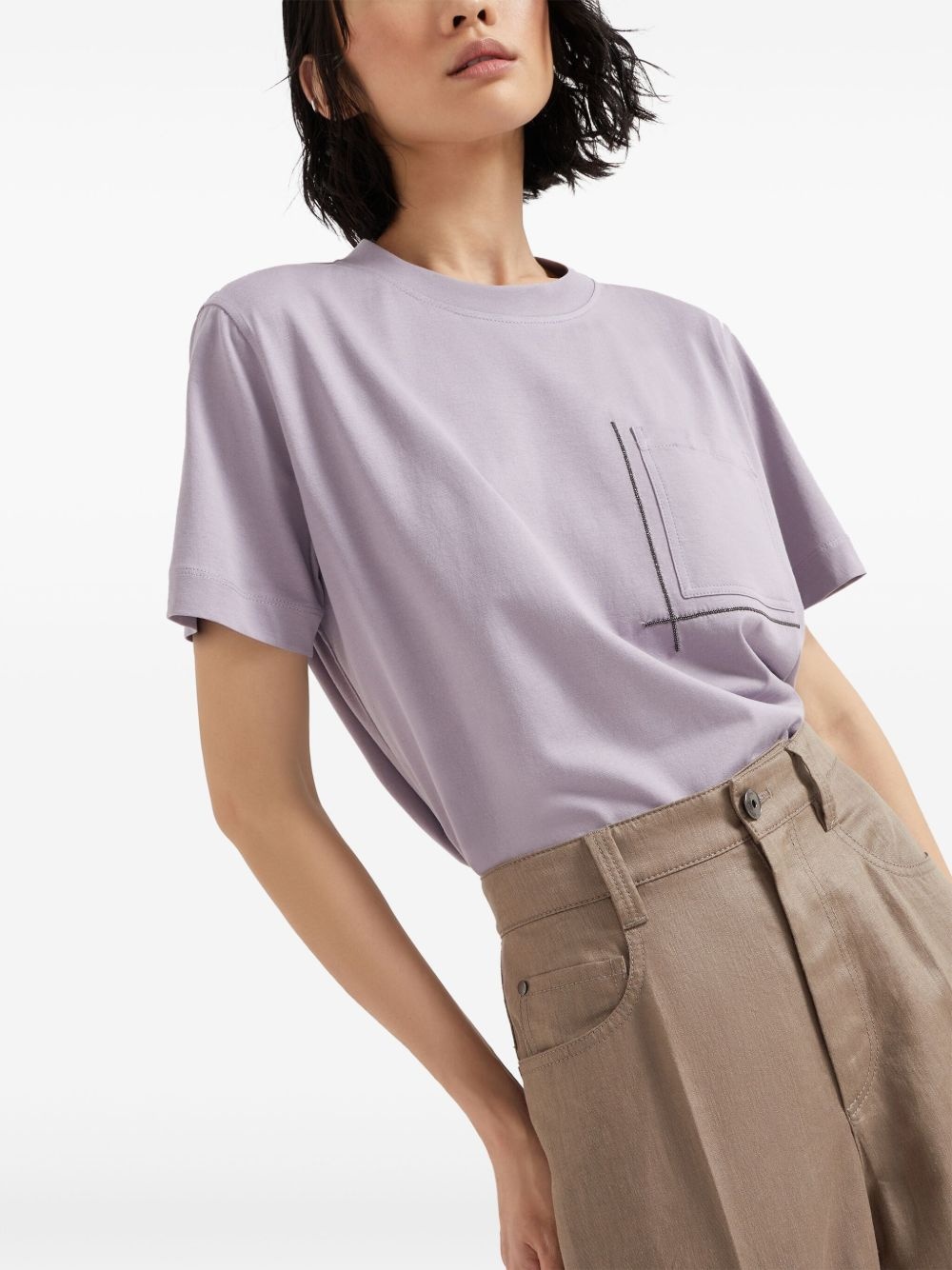 Monili-embellished cotton T-shirt - 6