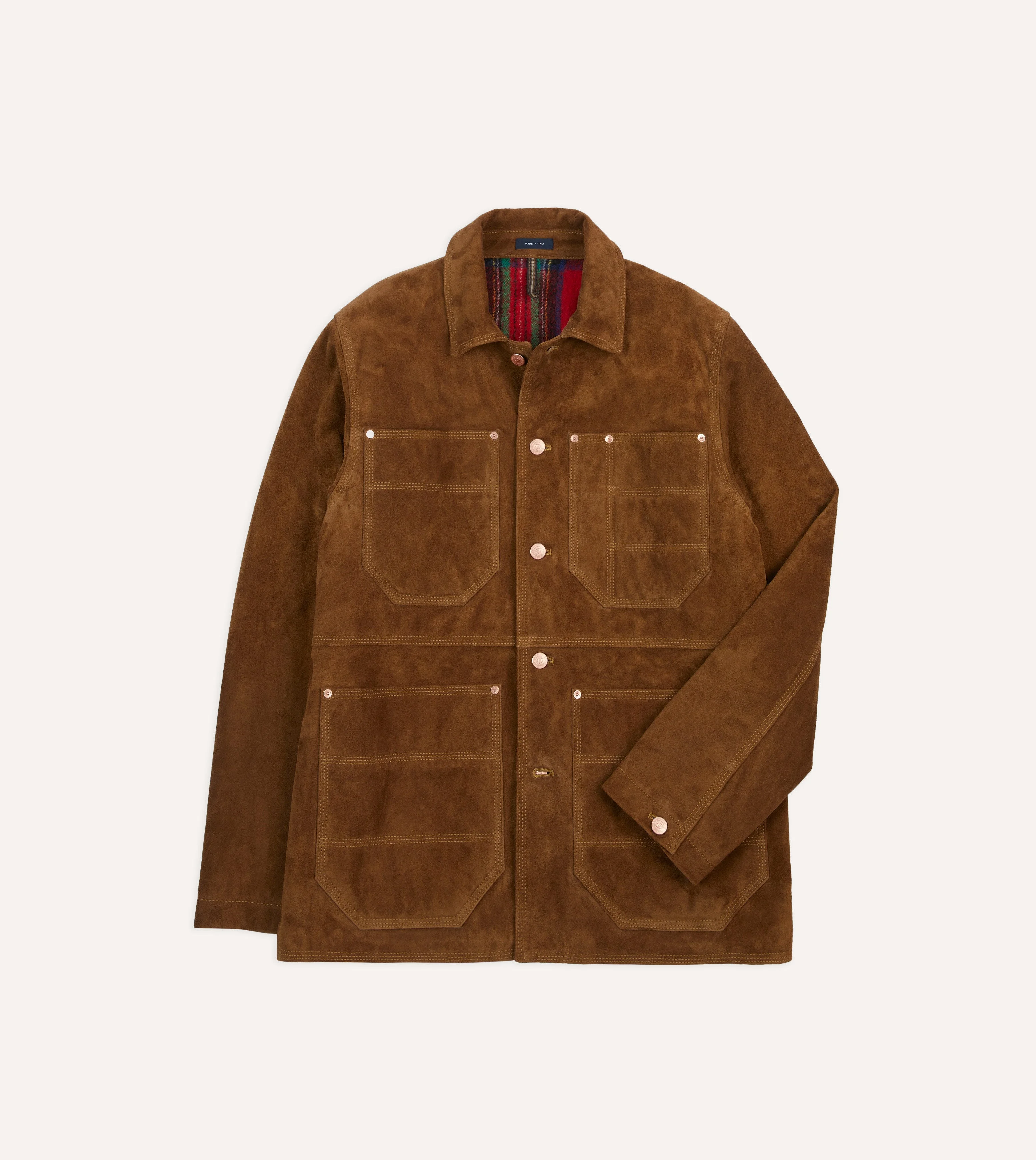 Tobacco Suede Blanket Lined Welder Jacket - 1