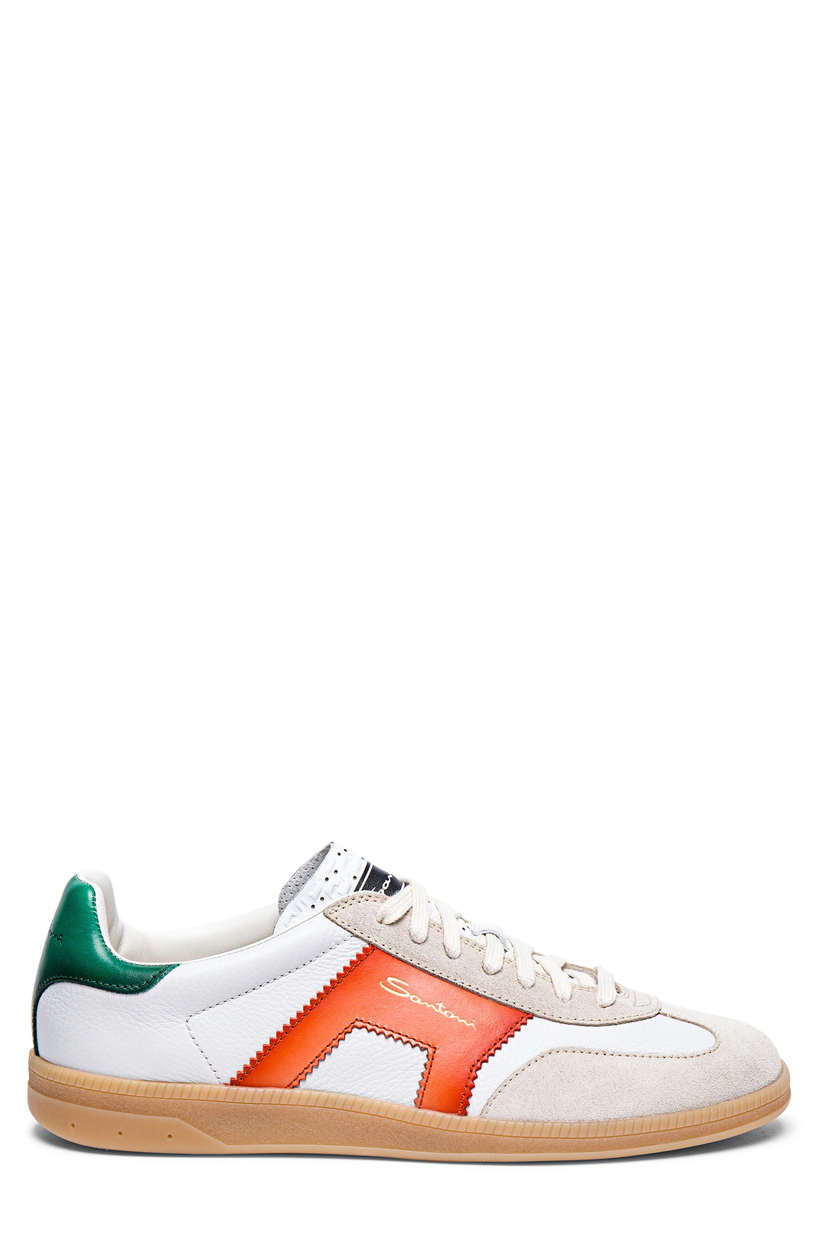 Santoni Olympic Low Top Sneaker in White Orange Green at Nordstrom - 3