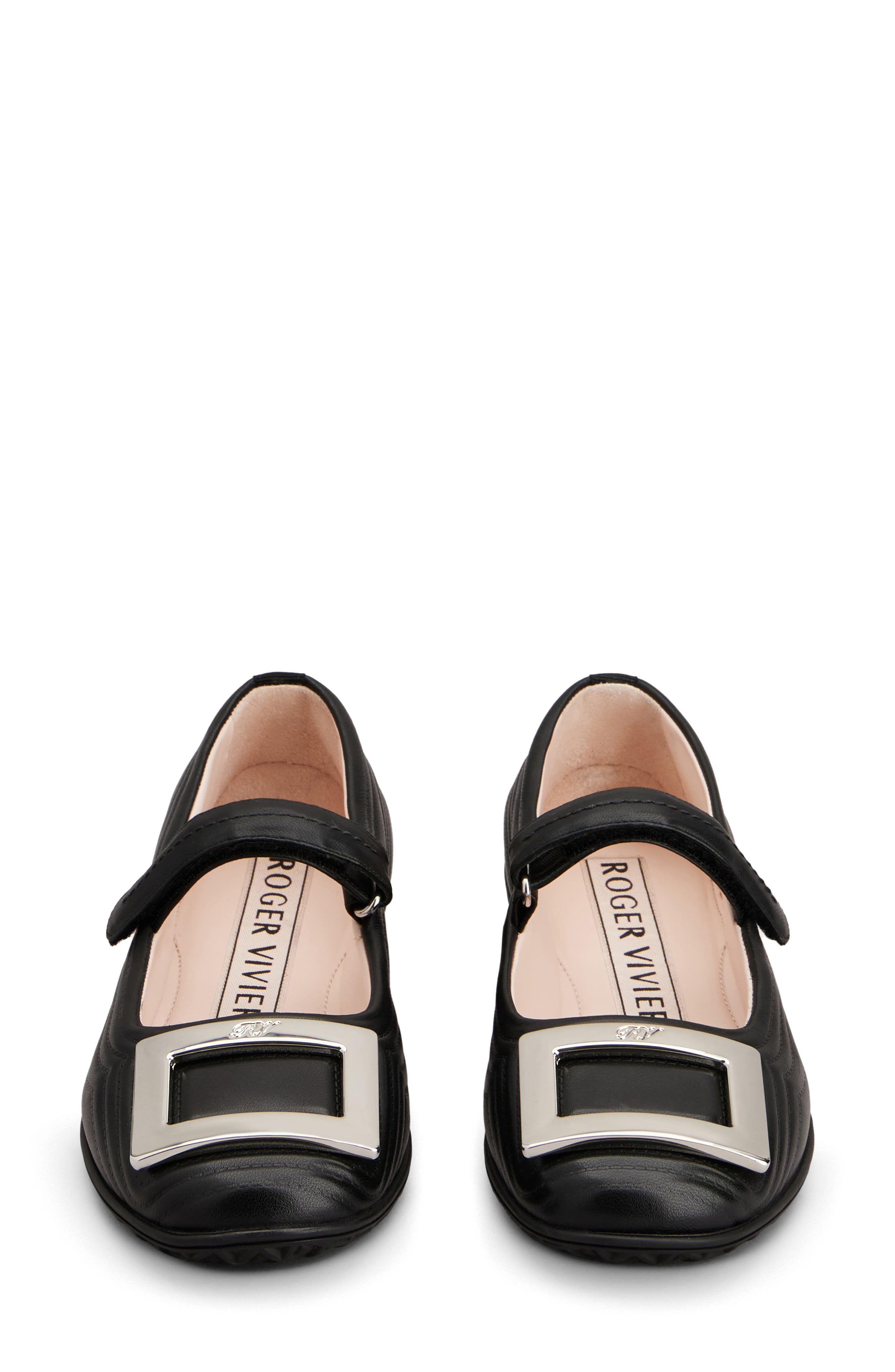 Roger Vivier Viv Low Quilted Mary Jane Ballet Flat in Nero at Nordstrom - 3