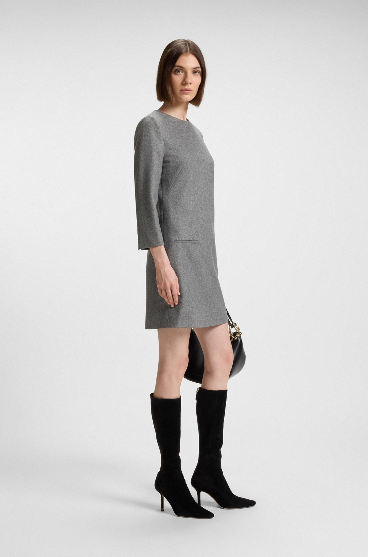 FLANNEL DRESS WITH WELT POCKETS - 3