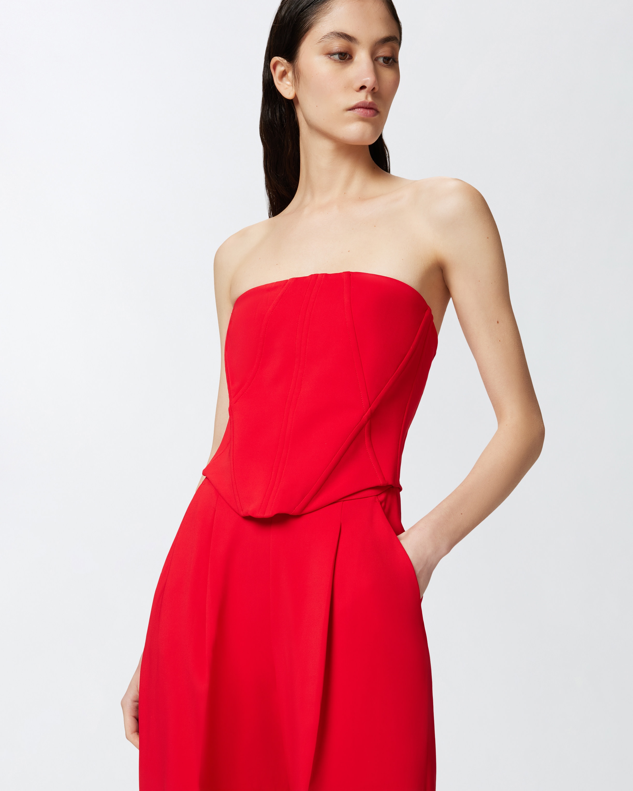 ELEGANT BUSTIER JUMPSUIT WITH WIDE-LEG TROUSERS - 5