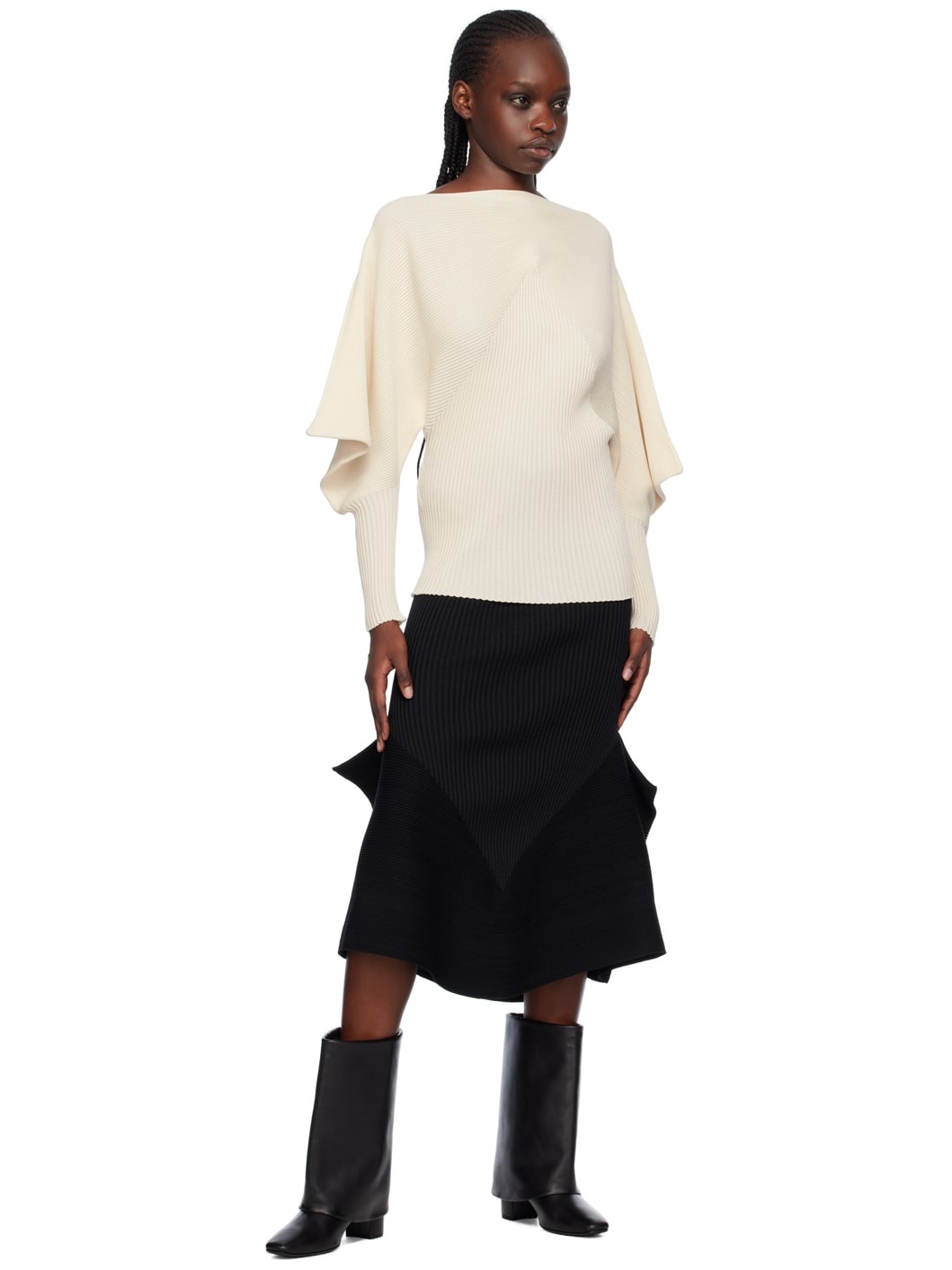 ISSEY MIYAKE Black Exuberance Midi Skirt | ssense | REVERSIBLE