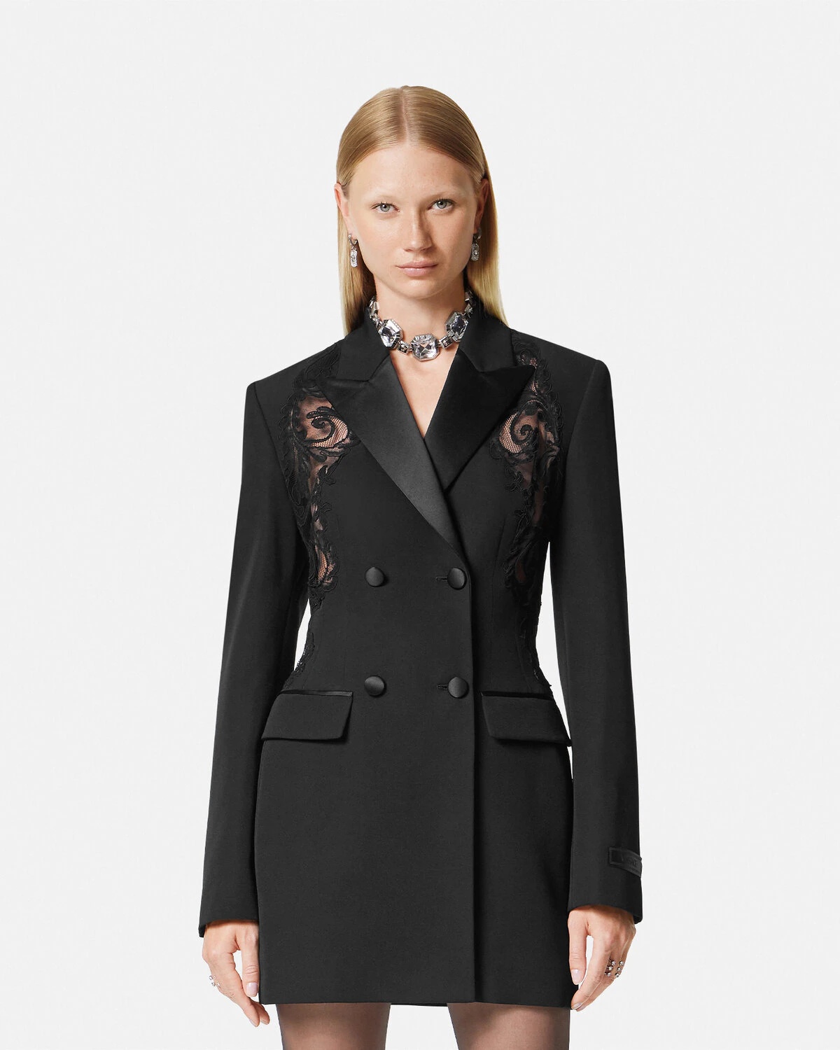 ワンピース Versace Black Crepe And Chiffon Blazer Dress VERSACE Black Crepe And Chiffon Blazer Dress | italist