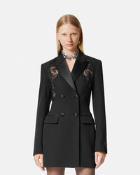 ワンピース VERSACE Black Crepe And Chiffon Blazer Dress Versace Black Blazer Dress Versace