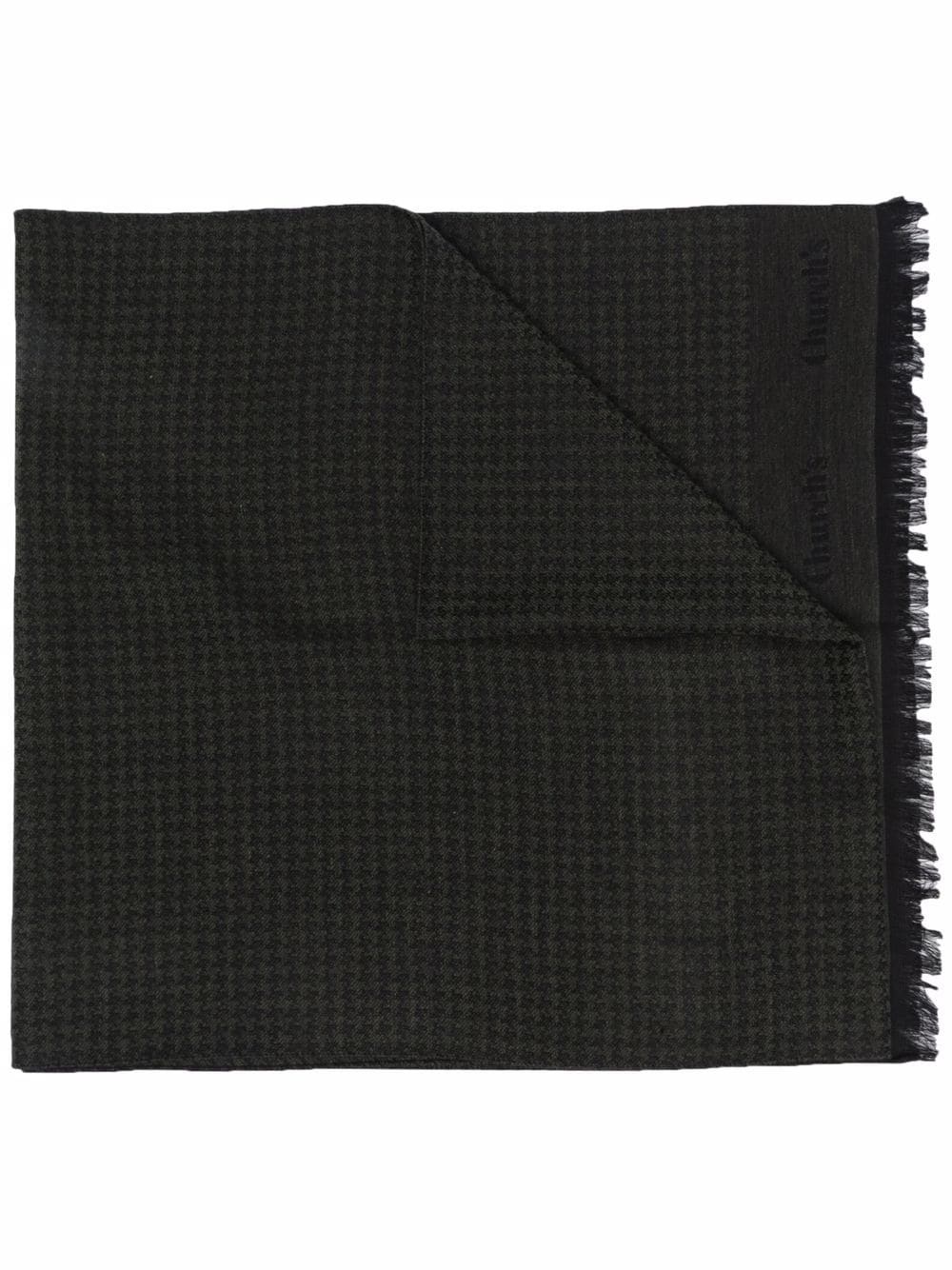 houndstooth-pattern woven-logo scarf - 1