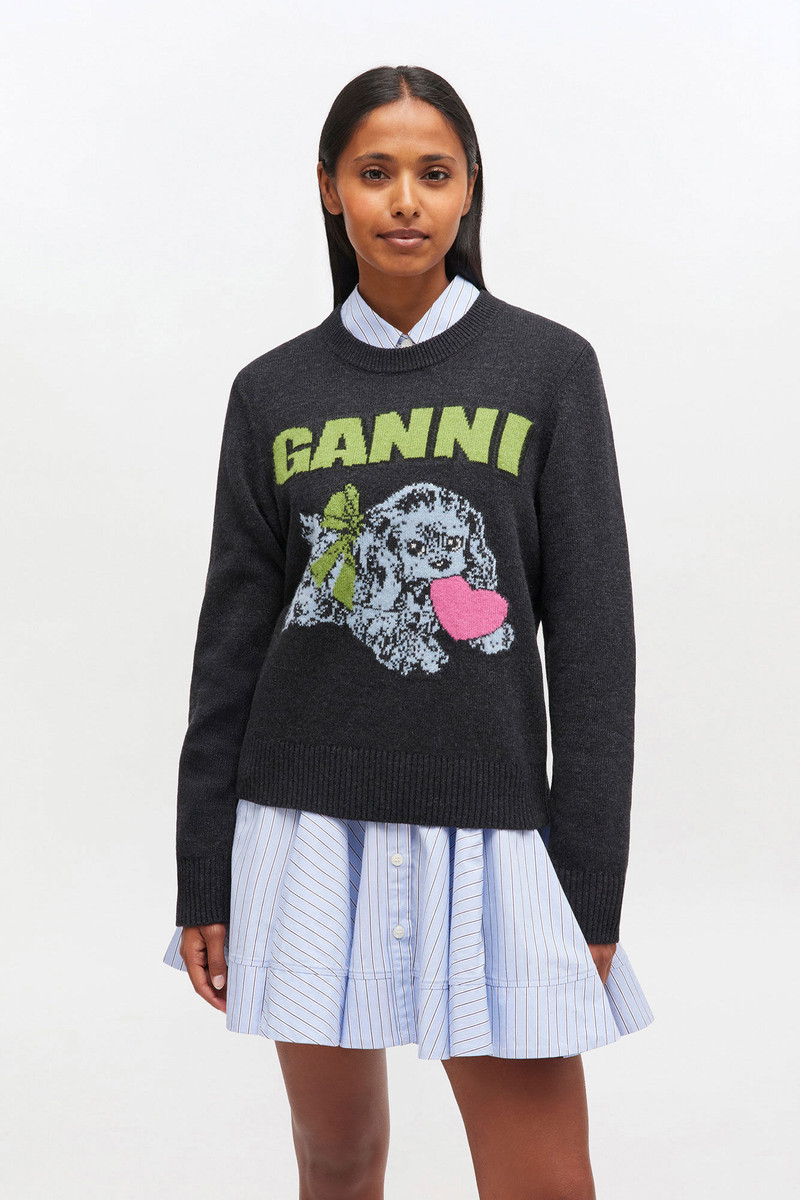 GANNI GREY PUPPY WOOL SWEATER outlook