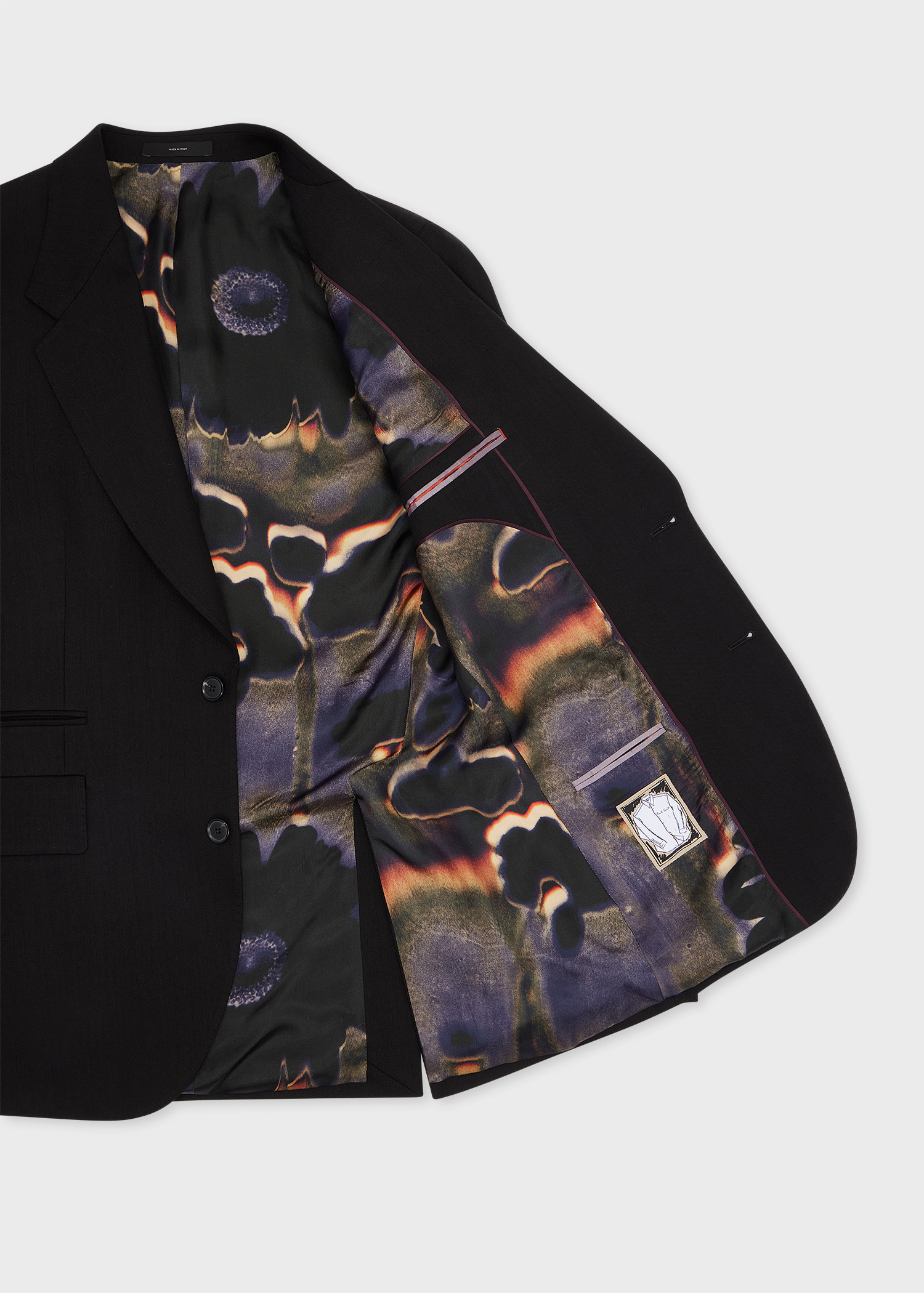 Black Textured Wool-Lyocell Blazer - 4