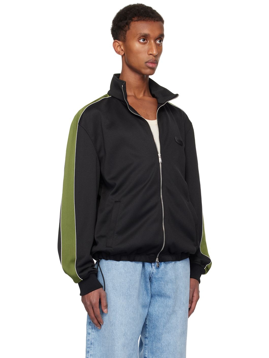 Black & Khaki Stripe Track Jacket - 2