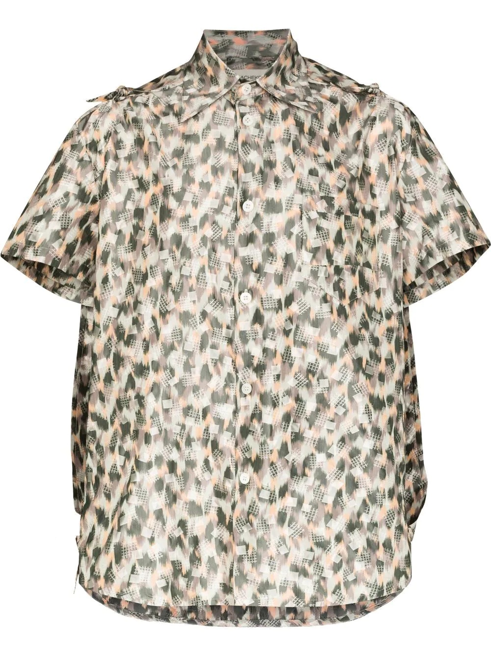 Warp-print short-sleeved shirt - 1