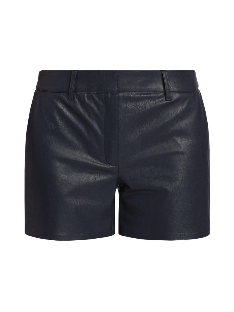Women's Faux-Leather Tailored Shorts - Black 1