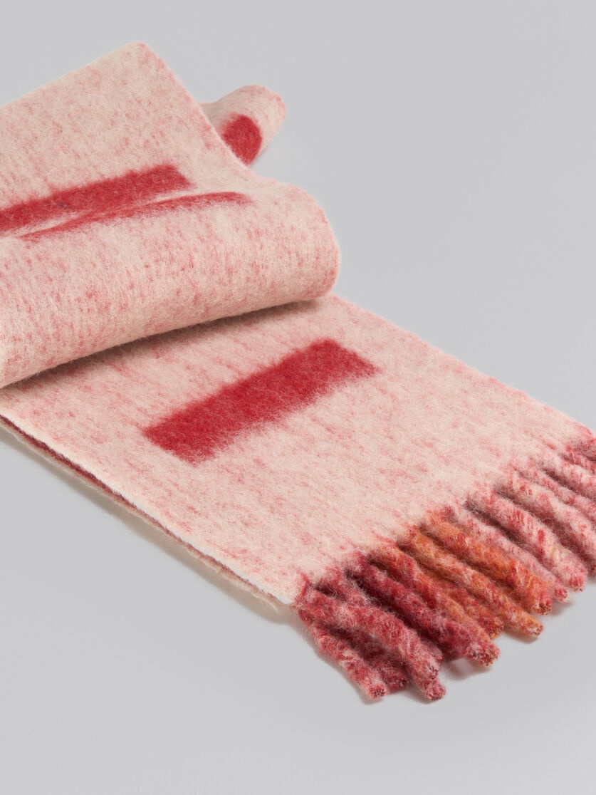 PINK MOHAIR AND WOOL SCARF WITH MAXI LOGO - 4